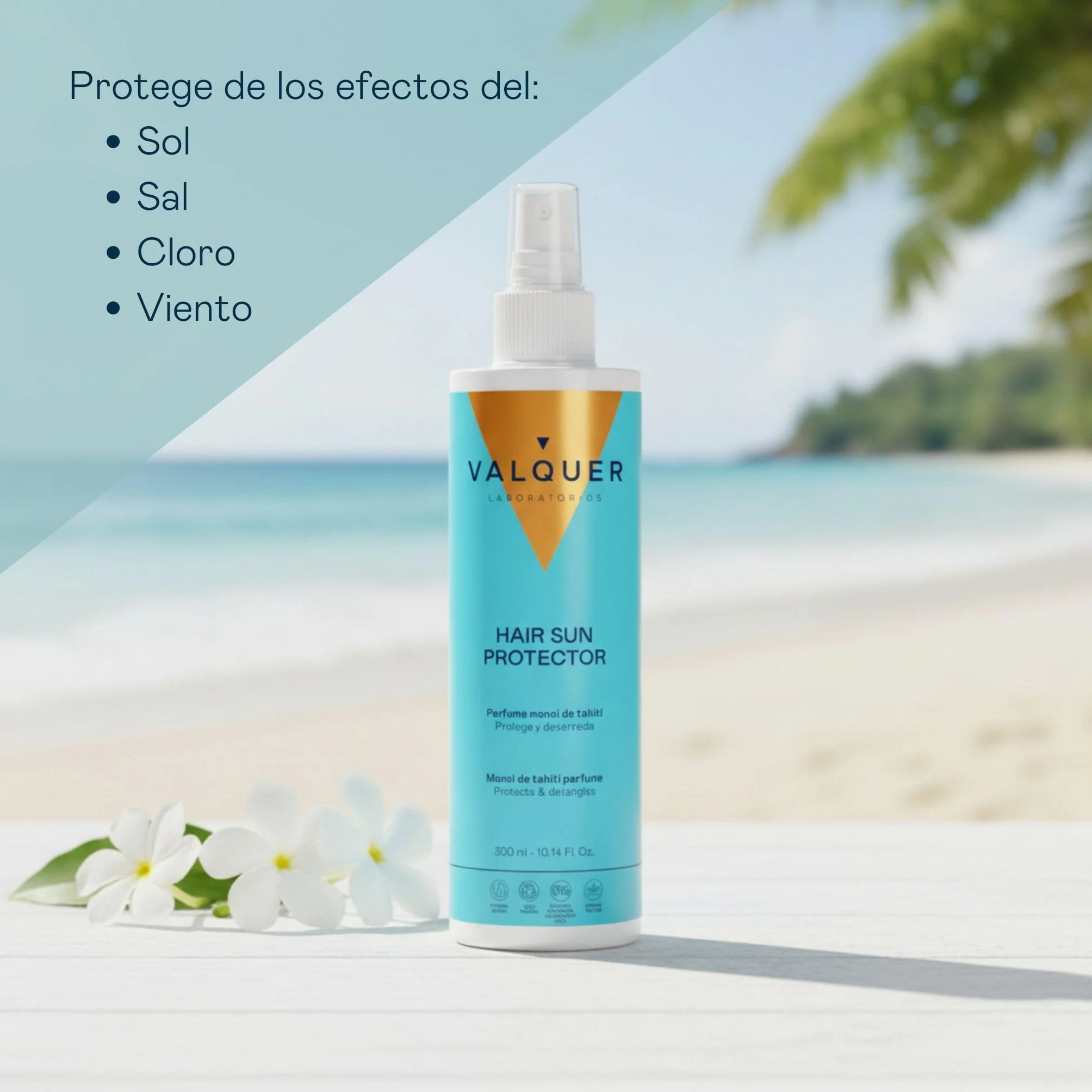 VALQUER Protector Solar Capilar en Spray Acondicionador Desenredante con Vitamina B5 y Fórmula Zero 300 ml