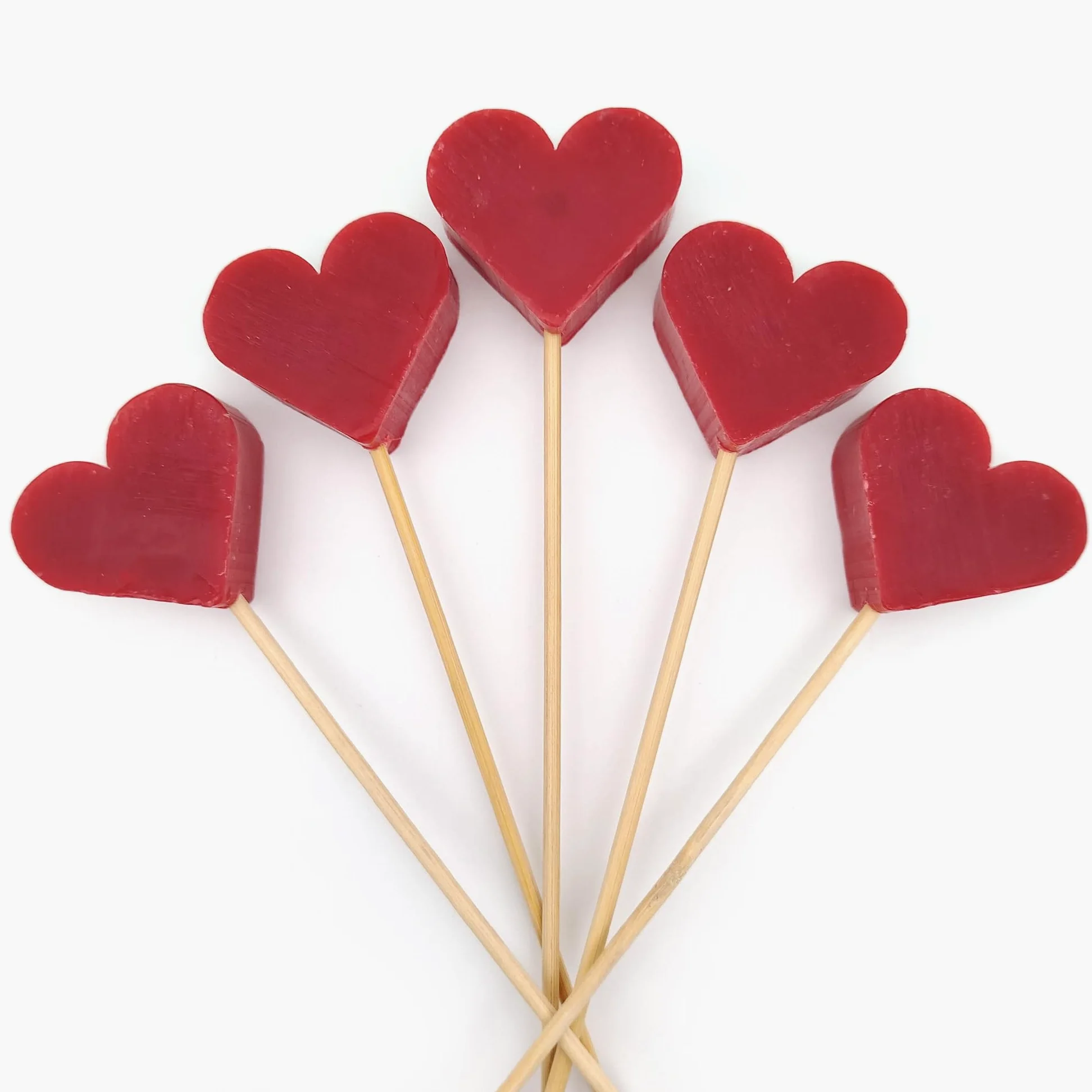 Detalles para bautizo, comunión, cumpleaños - Piruleta de jabón aromático en forma de corazón - Regalo original para eventos - Pack especial 35 uds. para regalo a invitados - Aroma: Frambuesa