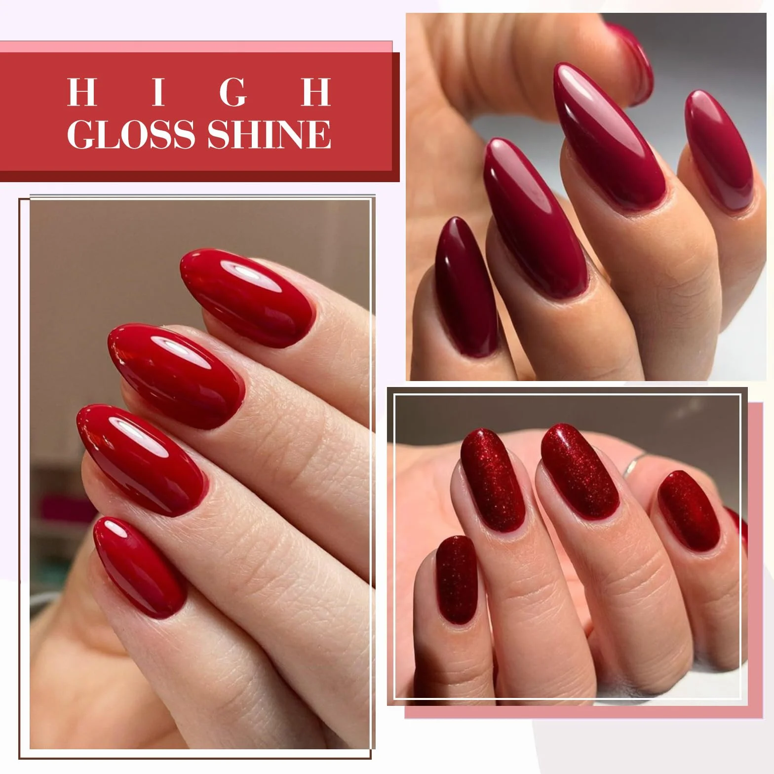 CANNI Esmaltes Semipermanentes de Uñas en Gel 6 Colores Rojo Brillante Intenso UV Gel Kit Nail Polish Set