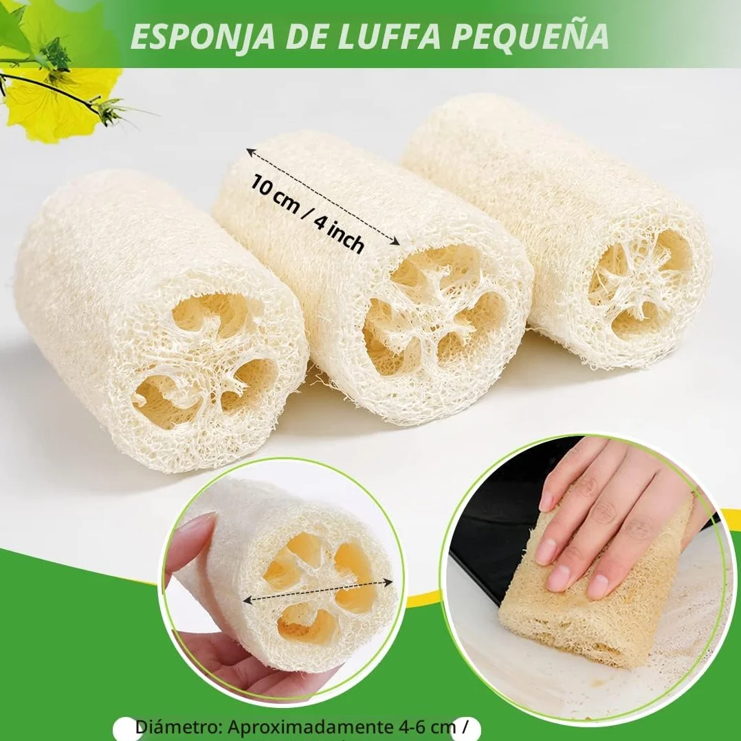Esponjas Naturales Luffa Scrubber Exfoliante para Baño y Cocina 6 Piezas