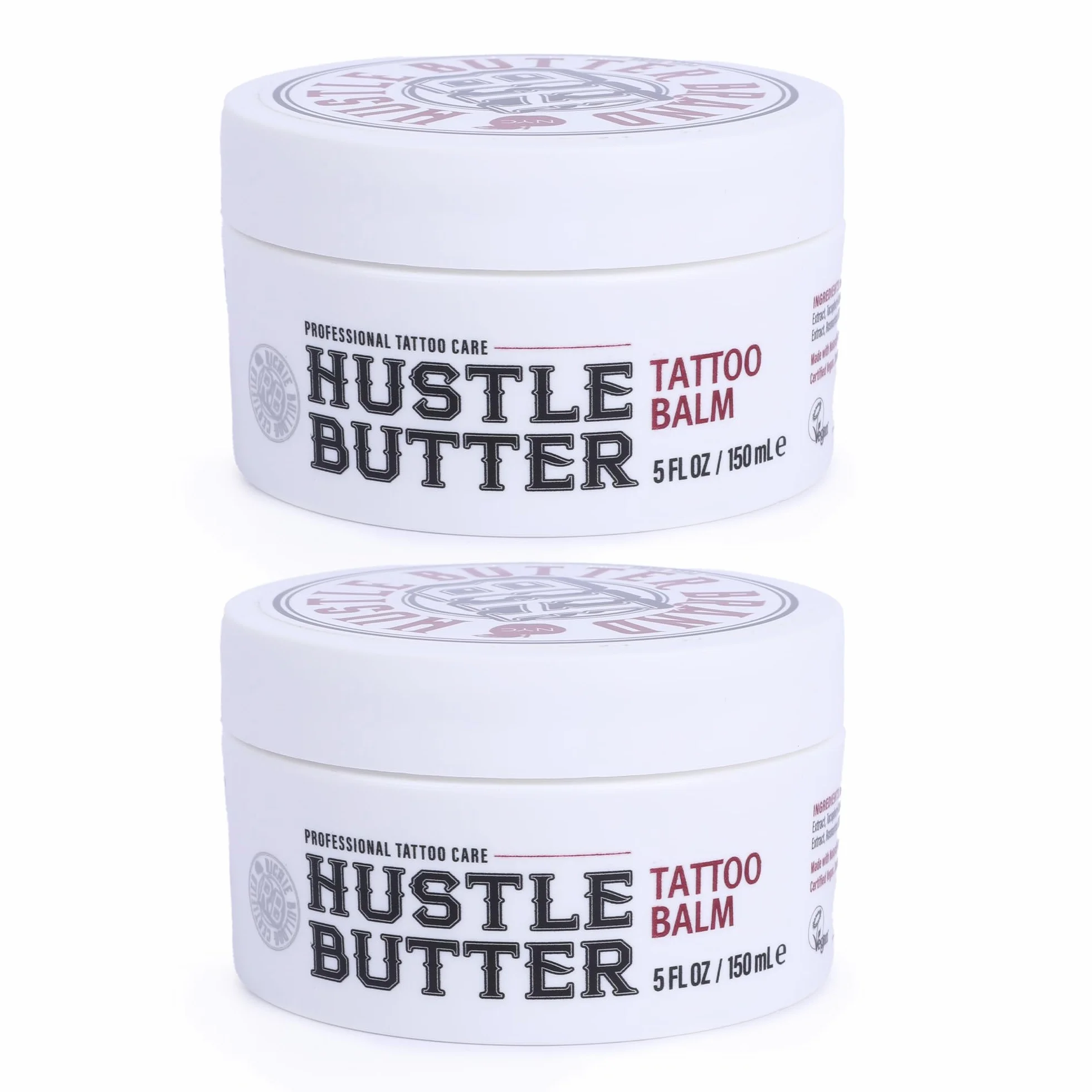 TATTOO HUSTLE BUTTER DELUXE ORIGINAL – 2x150ml crema vegana para el cuidado del tatuaje con ingredientes naturales como mango, papaya y manteca de karité, favorece la curación, reduce rojeces