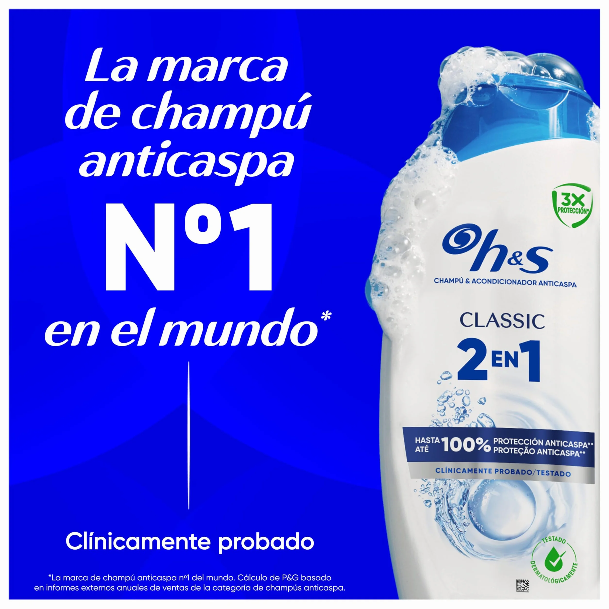 H&S Classic Champú y Acondicionador Anticaspa 2en1 2x1000ml con Dispensador