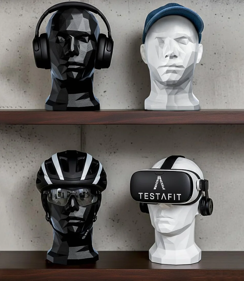 Maniquí Expositor Cabeza Hombre para Cascos Gorras Sombreros Gafas Auriculares Negro