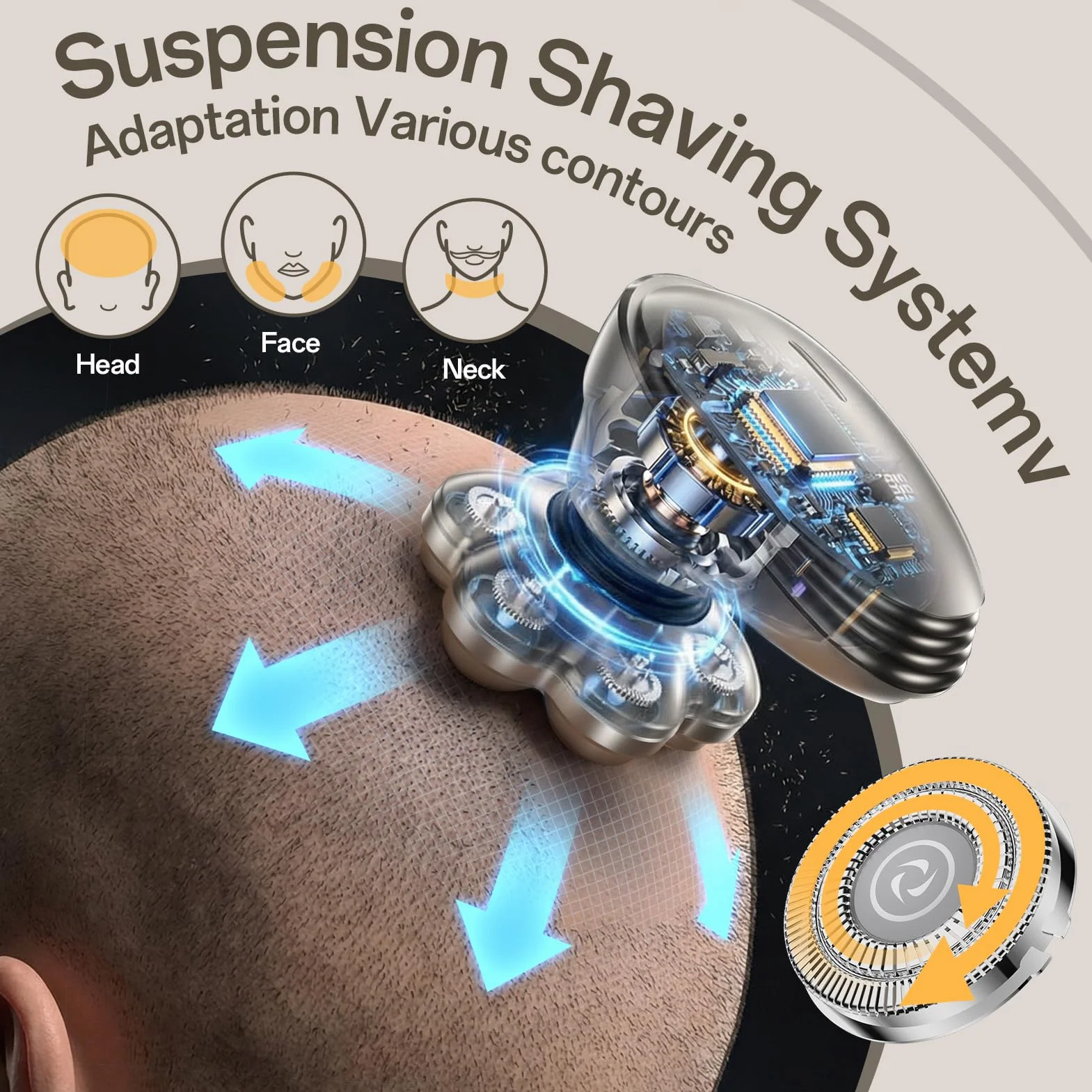 Maquinilla de afeitar eléctrica para hombres, afeitadora de cabello corporal y cabeza para hombres
