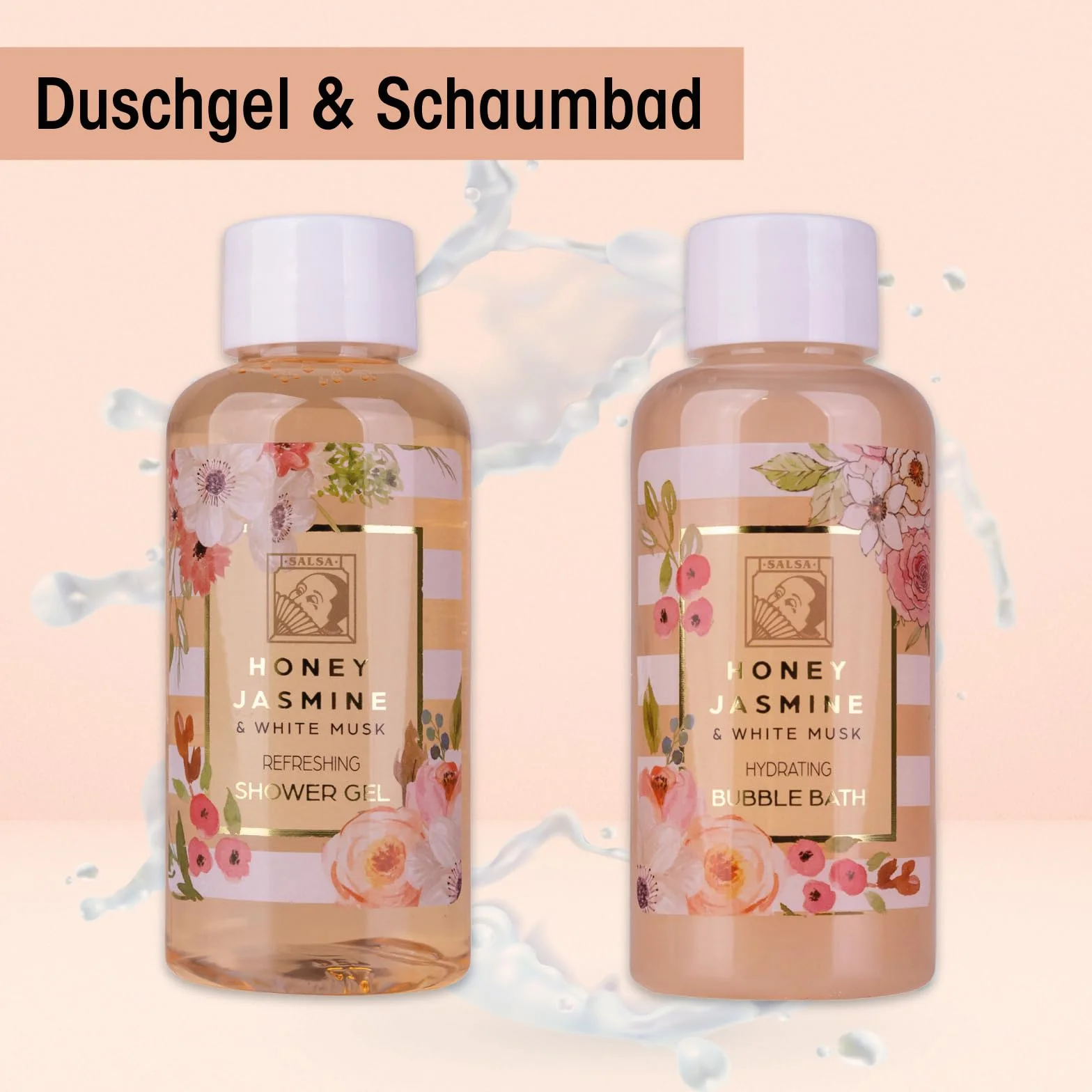 Accentra Set de ducha HONEY JASMINE 3 piezas gel loción corporal baño de burbujas regalo bienestar