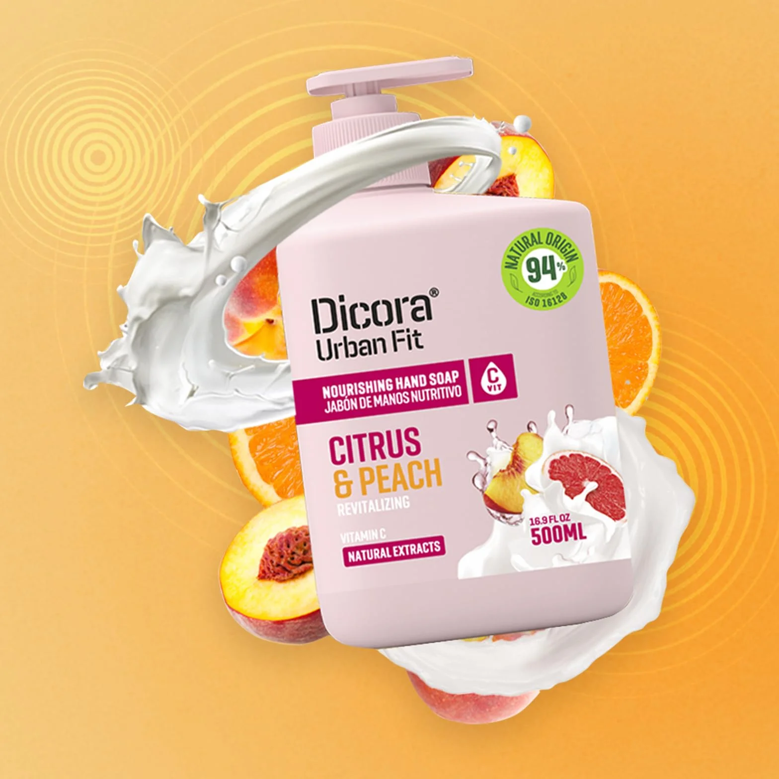 Dicora Urban Fit Jabón de Manos Vitamina C Cítricos y Melocotón 500 ml