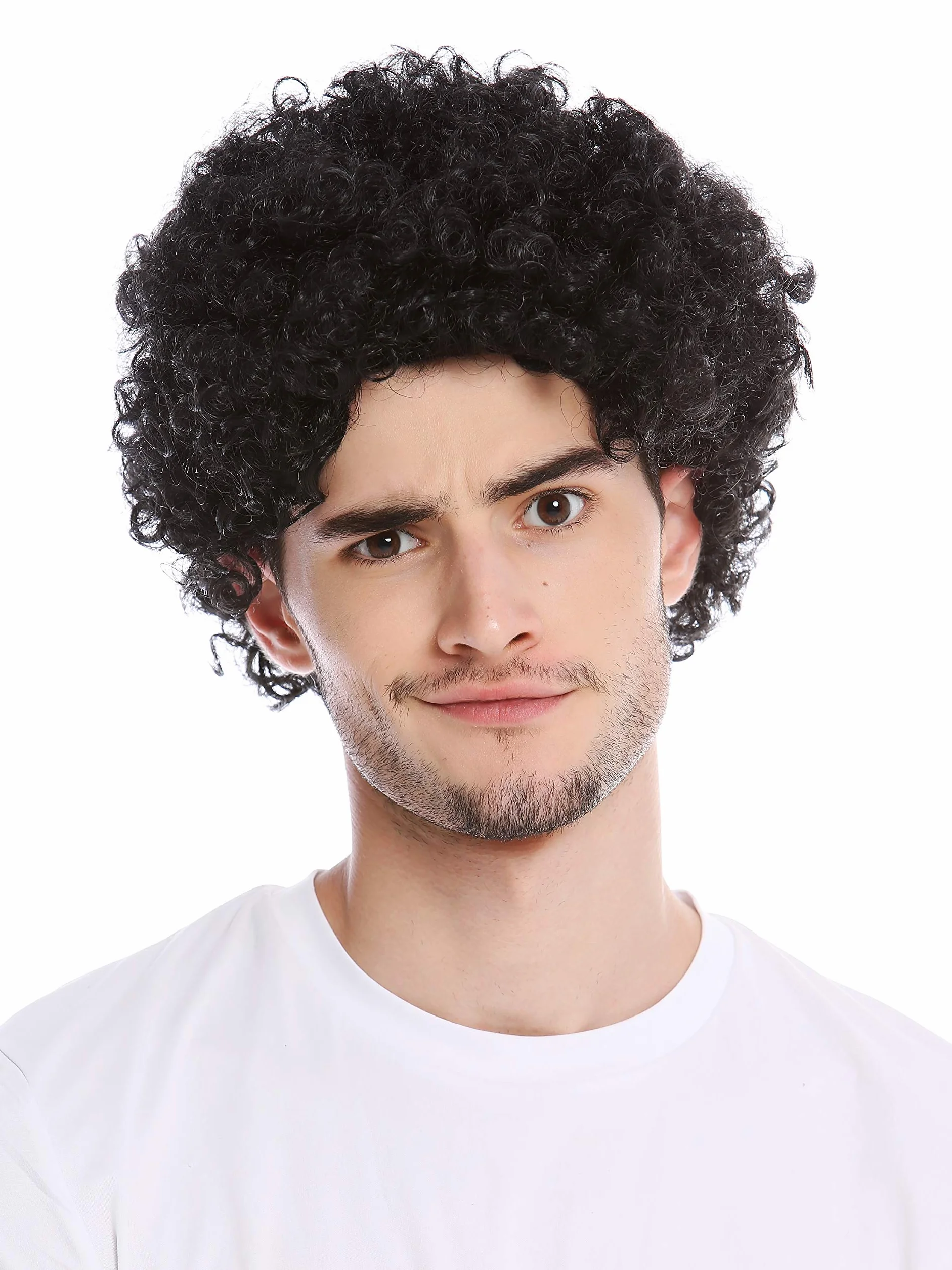 WIG ME UP Peluca Mujeres Hombres Halloween Carnival Rizado Afro Corto Negro