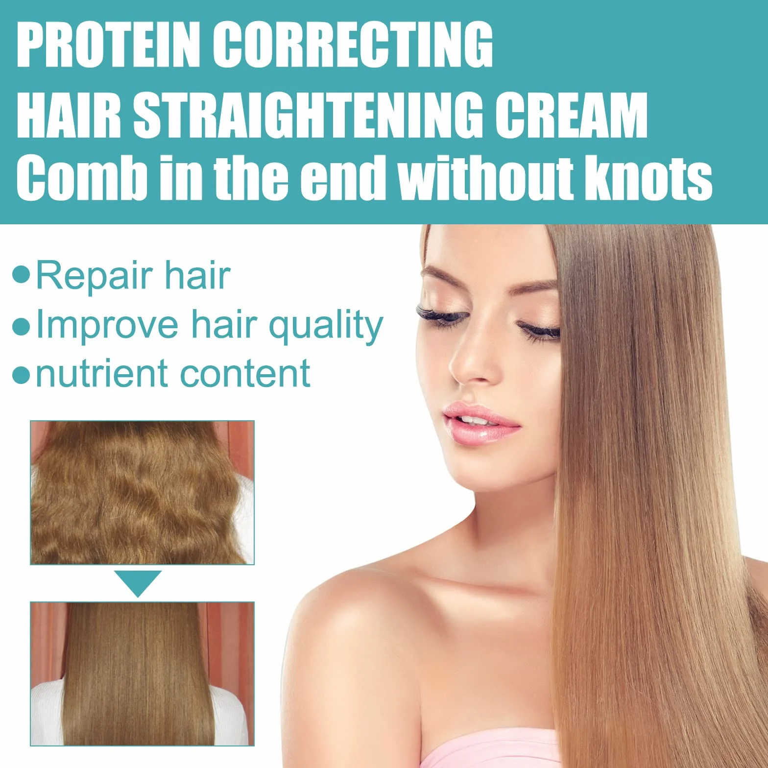 Crema para Alisar el Cabello, Loción Nutritiva para Cabello Rizado, 2 Piezas