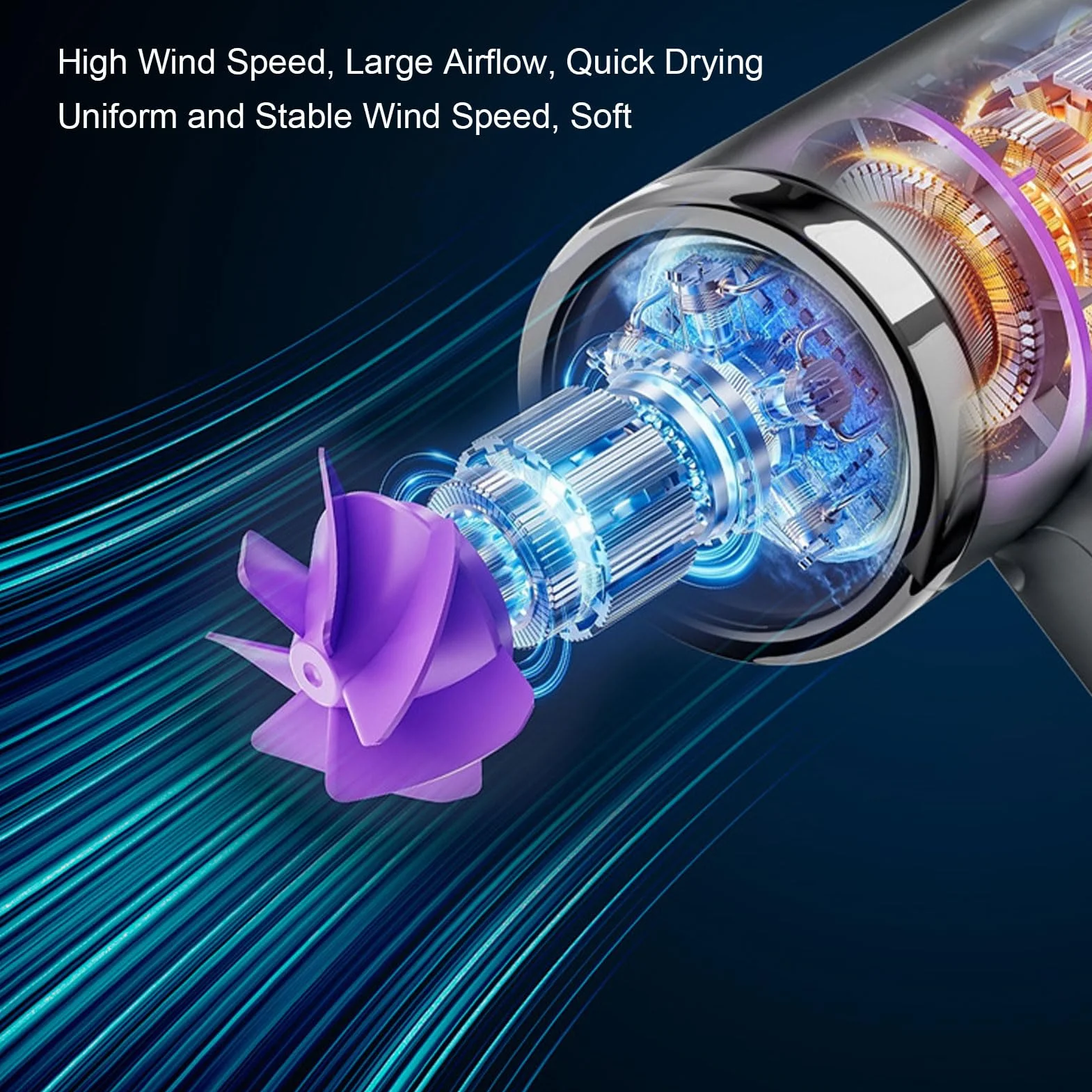 Secador de Pelo Inalámbrico, Secador de Pelo Portátil de 200W 100000RPM, Secador de Pelo de Viaje Recargable por USB de 15000mAh para Dormitorio de Viaje en Casa (Enchufe de la UE)