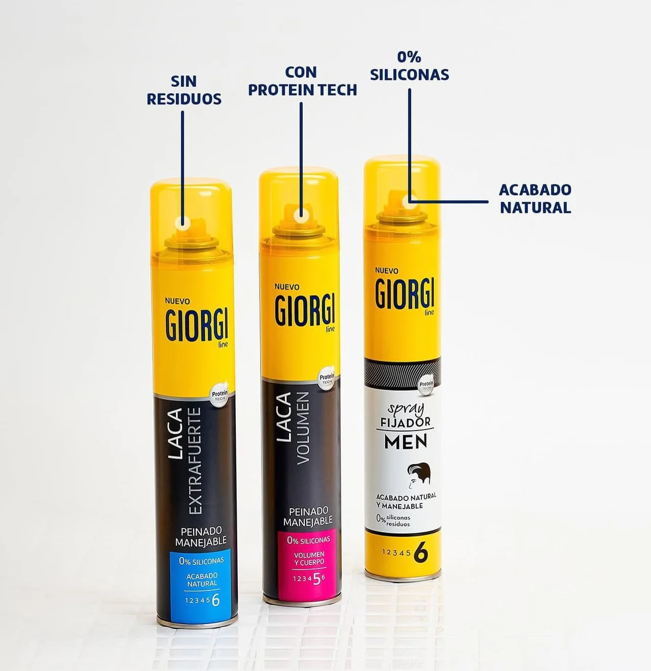 Giorgi Line Laca Volumen Profesional 300 ml - Fijación 6, Sin Siliconas, Volumen 24h