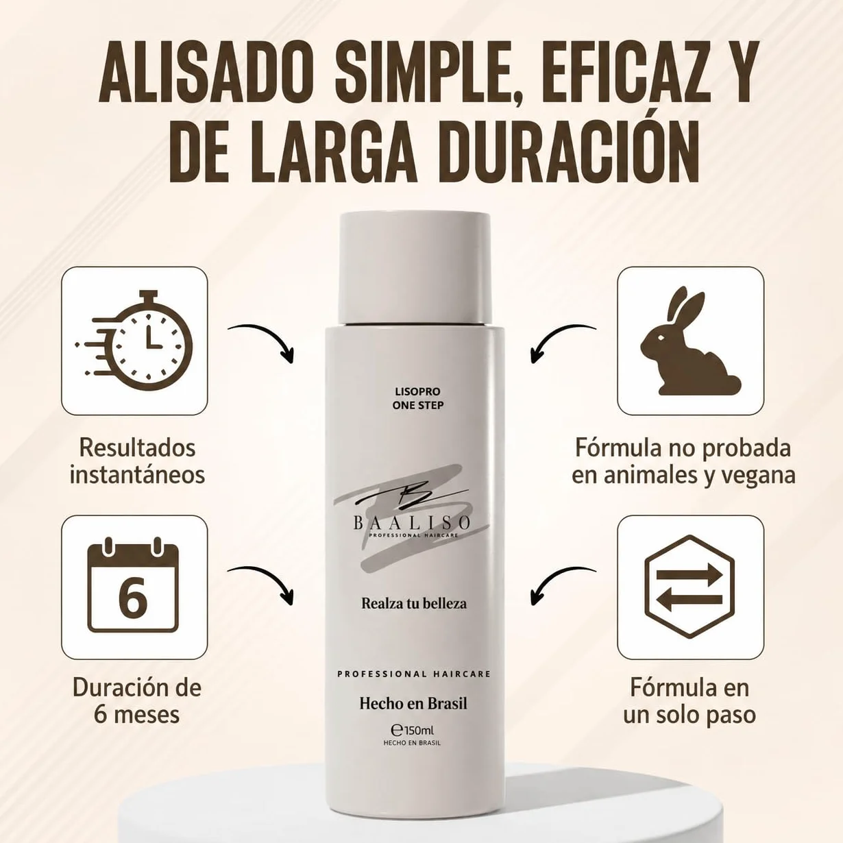 Alisado Brasileño Premium con Queratina 150 ml Anti Frizz Brillo Intenso