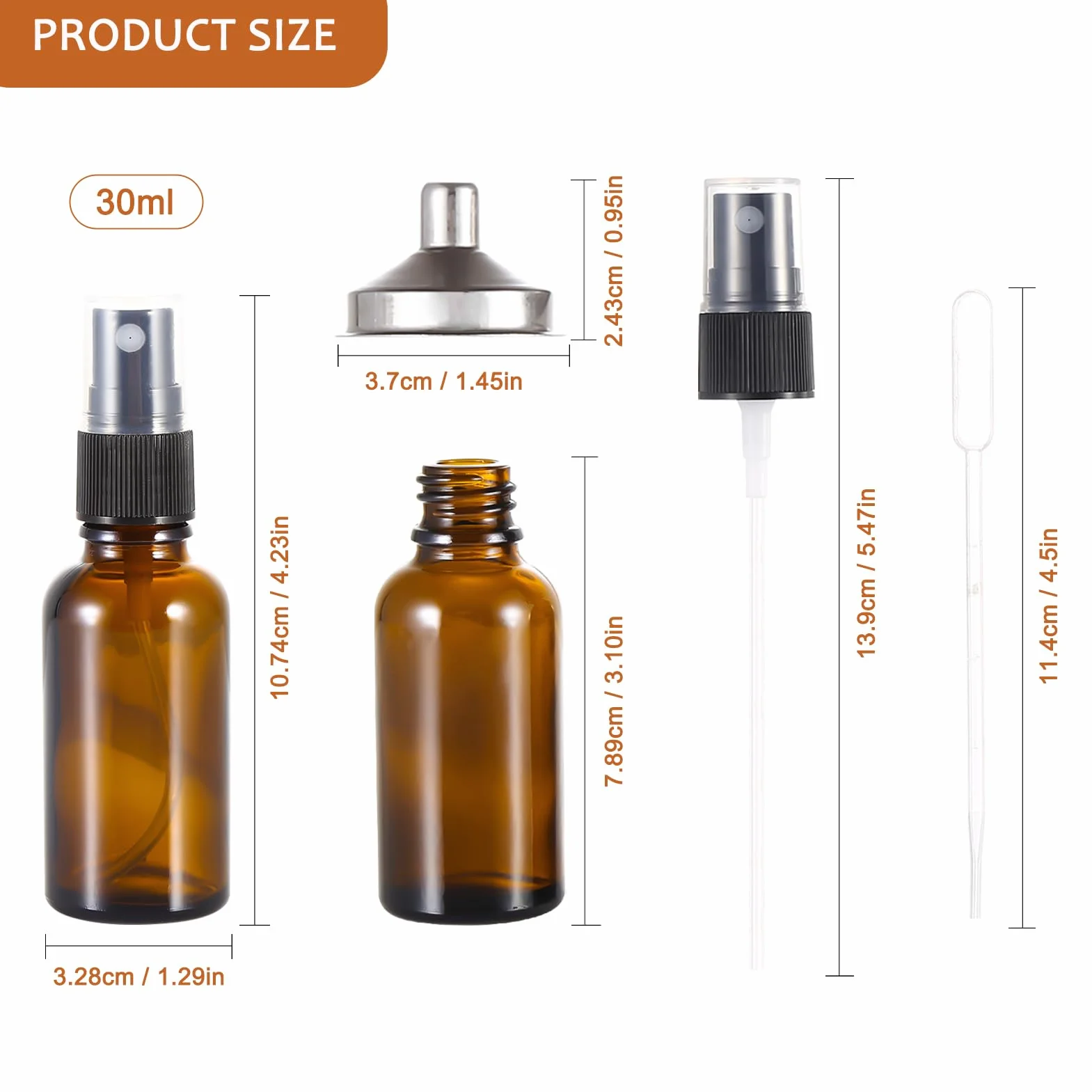 Perfume botellas 30 ml cristal ámbar juego 3
