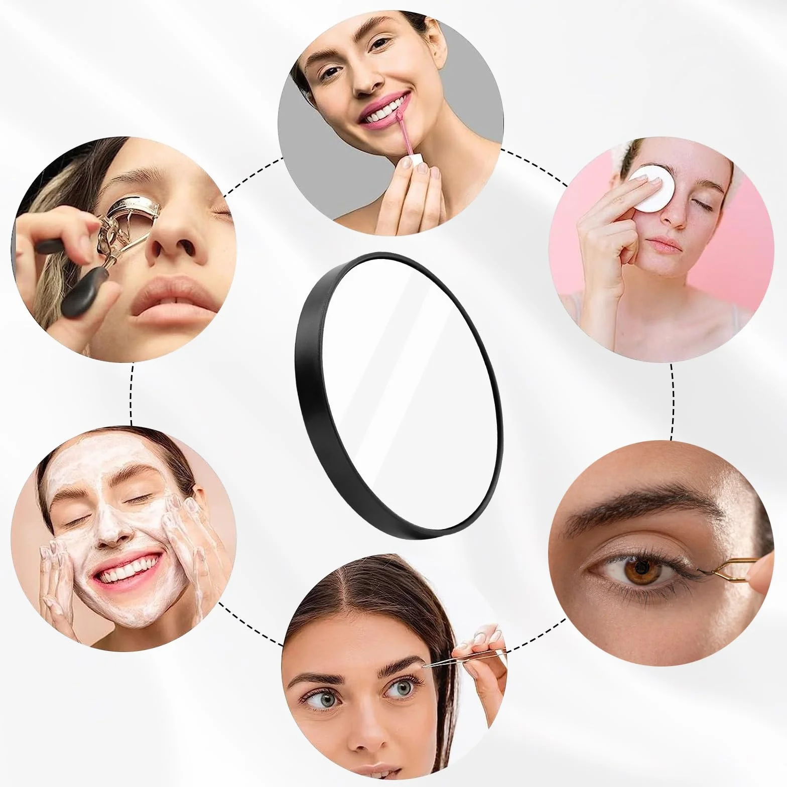 Espejo de aumento 30X con ventosa y pinzas para maquillaje, baño y viaje