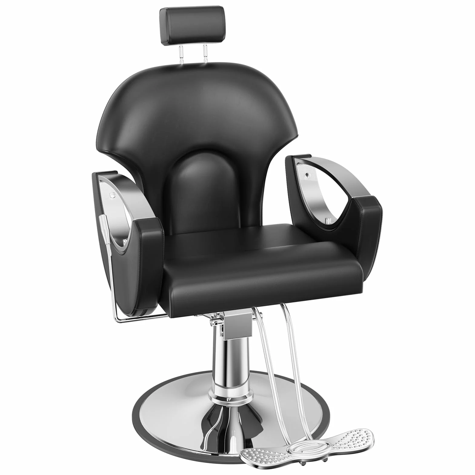 Sillón de Peluquería Reclinable Hidráulico Altura Ajustable 360° 64x59x104-119 cm Negro