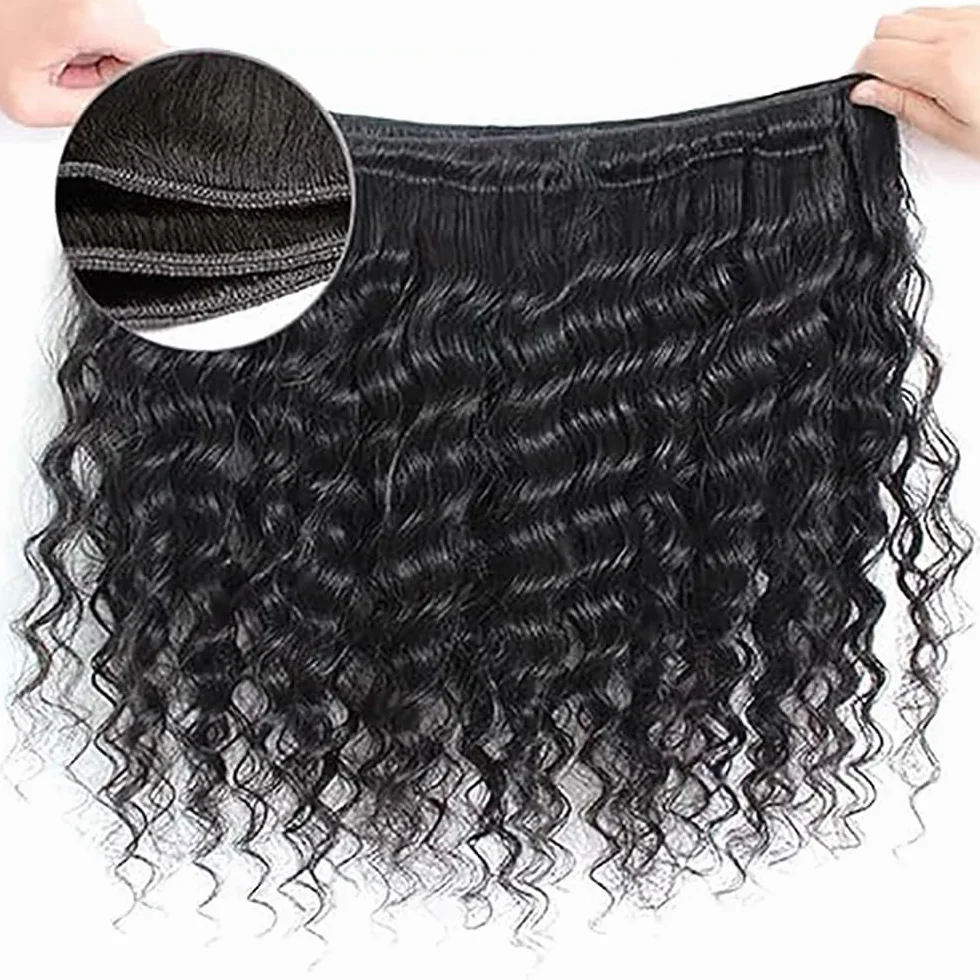 Extensiones de cabello humano ondulado de agua, extensiones de pelo humano sin procesar, Remy real, 3 extensiones de pelo humano #1B, color negro natural para mujer de 40,64 cm