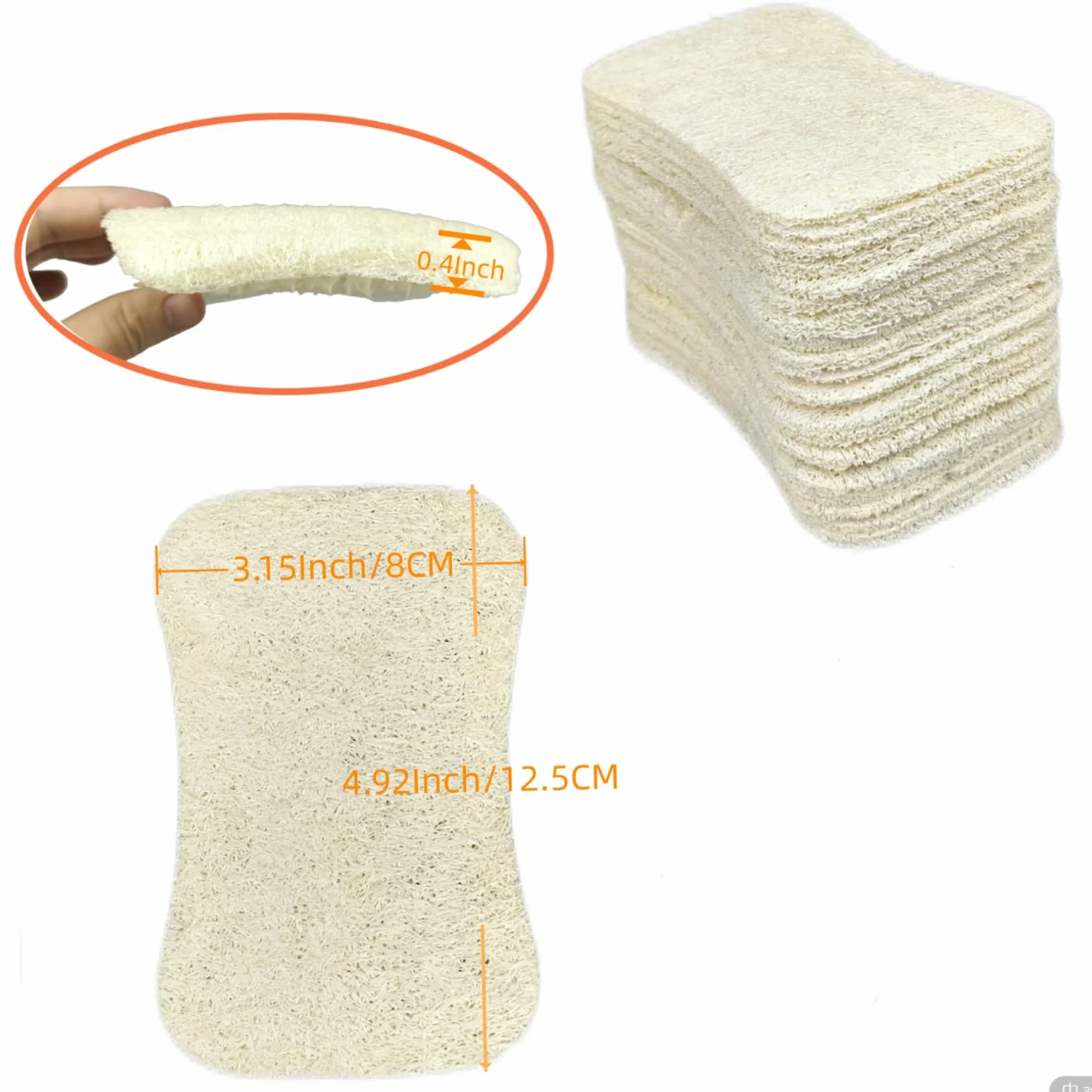 Paquete de 50 esponjas naturales de lufa, multiusos, antiarañazos para limpiar cocina, baño y hogar