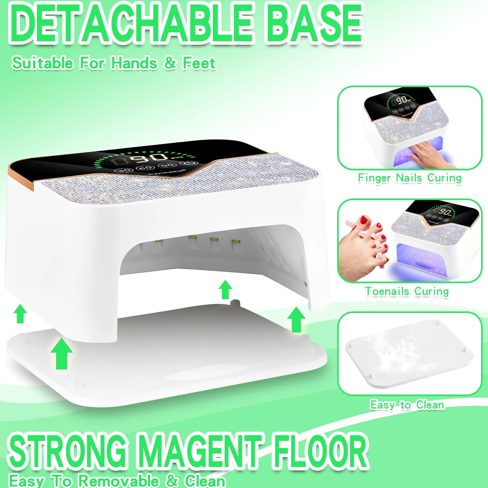 Lámpara de uñas LED UV recargable, secador de uñas inalámbrico para esmalte de gel, lámpara de uñas UV con ajuste de 3 temporizadores y pantalla táctil LCD, lámpara de secado profesional con 45