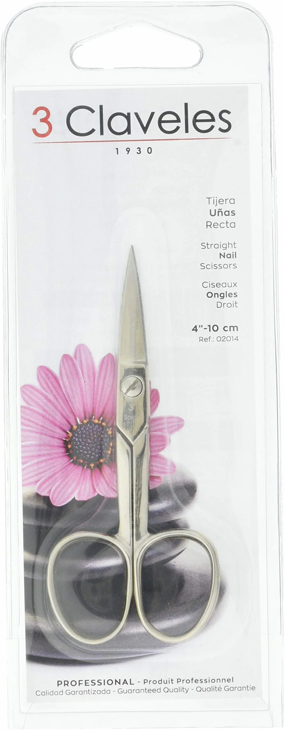 Tijera Uñas Recta 10 cm 4" 38 g 3 Claveles 2014