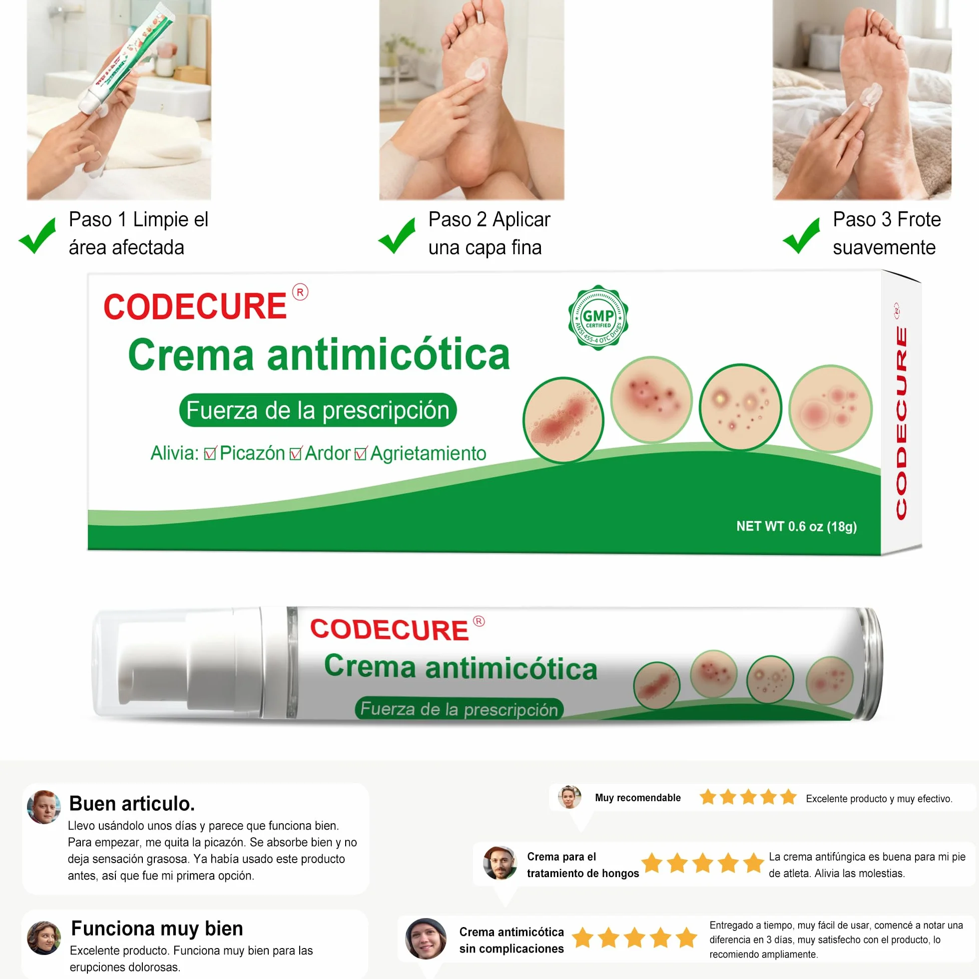 Crema antimicótica para pie de atleta, tiña inguinal y tiña - Fórmula suave - 18G 1-Pack