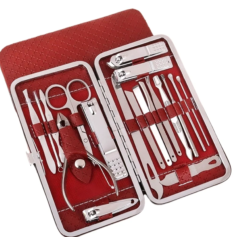 Juego Multifuncional de 19 Piezas para Tijeras de uñas, Herramientas de manicura, Ideal para Viajes y como Kit portátil de Belleza.