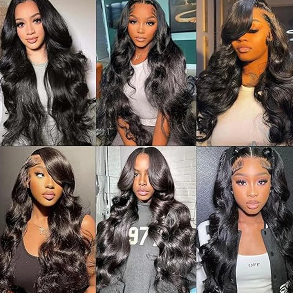 Pelucas Cabello Humano Body Wave Glueless Wig 4x1 Lace Natural Hairline 34 Inch Black