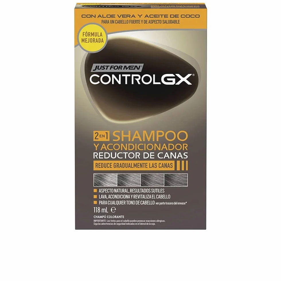 Just For Men Control GX Champú Y Acondicionador para Canas Hombre, Reduce Canas Gradualmente, 118ml