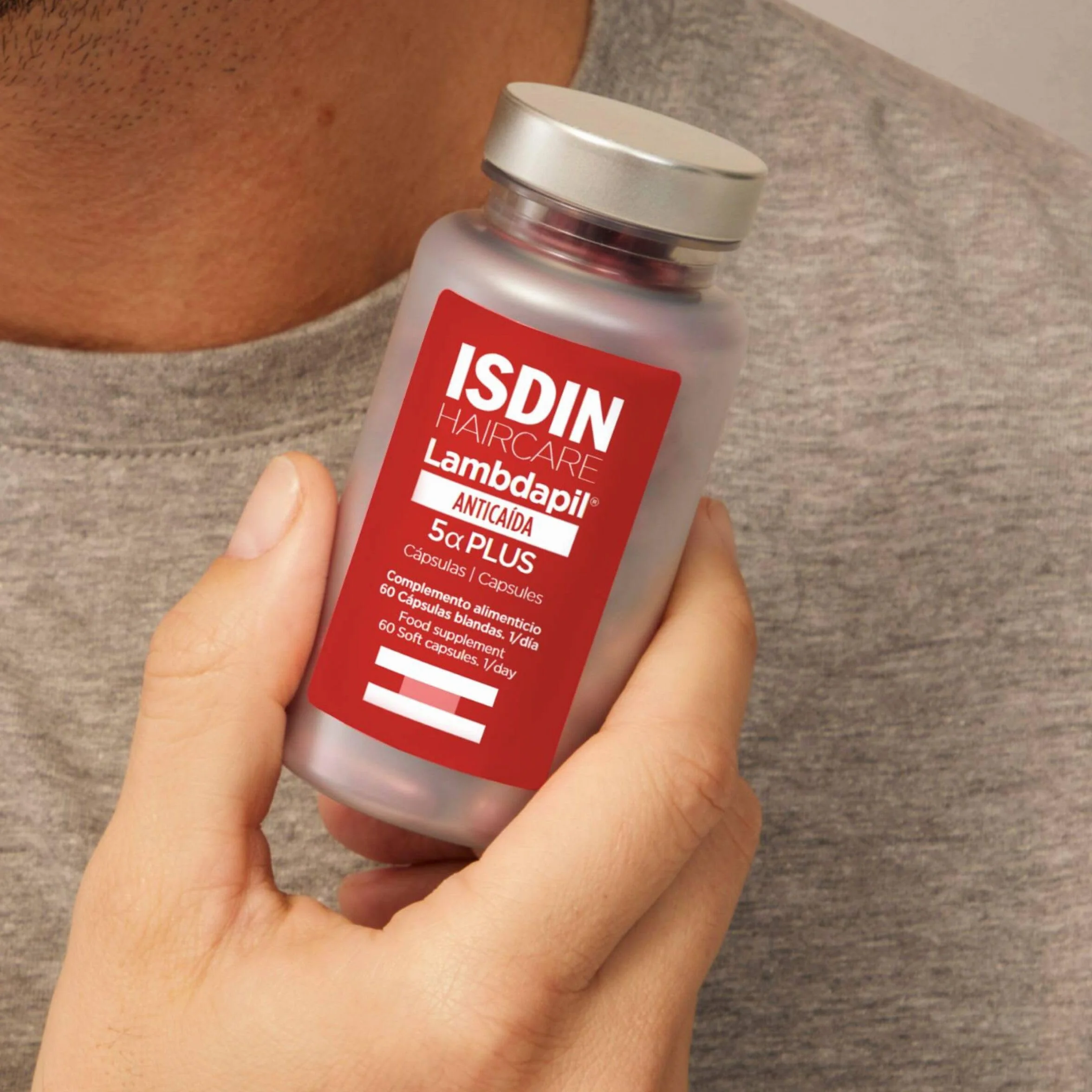 ISDIN Lambdapil 5 Alfa Plus Cápsulas Anticaída del Cabello con Zinc Biotina Serenoa repens Vitaminas Grupo B