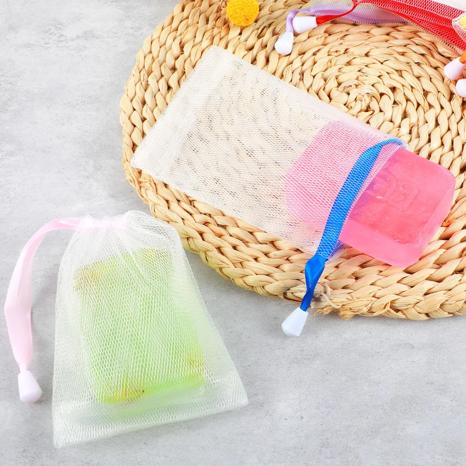 Prasacco Bolsas de Jabón con Cordón, Red de Malla Fija, Herramienta de Limpieza Facial