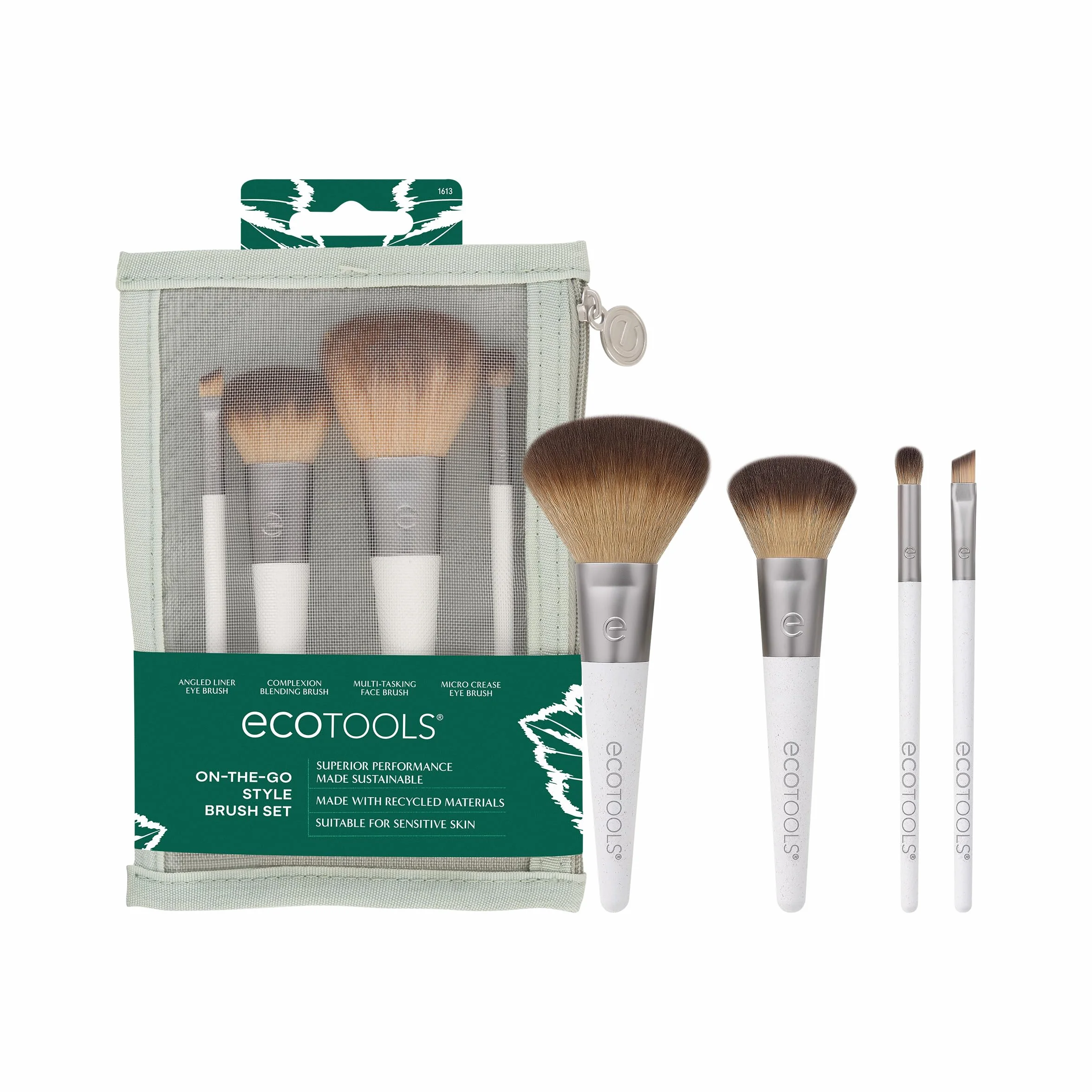 ECOTOOLS On-the-go style kit set de 4 brochas de Plástico neceser 21 g blanco