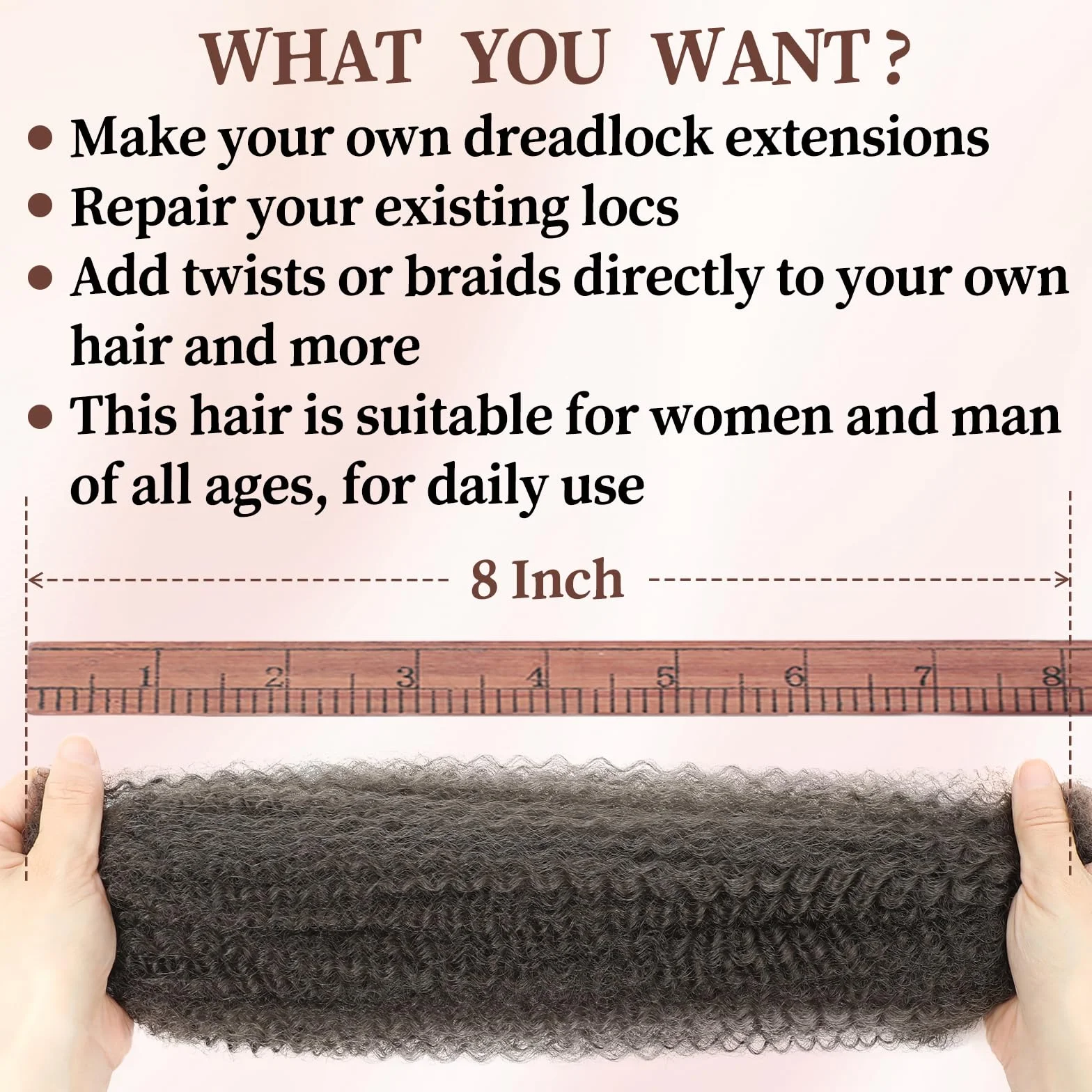 Afro Kinky Curly Braiding Bulk Hair Mini Twists Synthetic Cuban Twist Soft Locs Micro Spring Twist Dreadlocks 1B# 8 Inch Pack of 3
