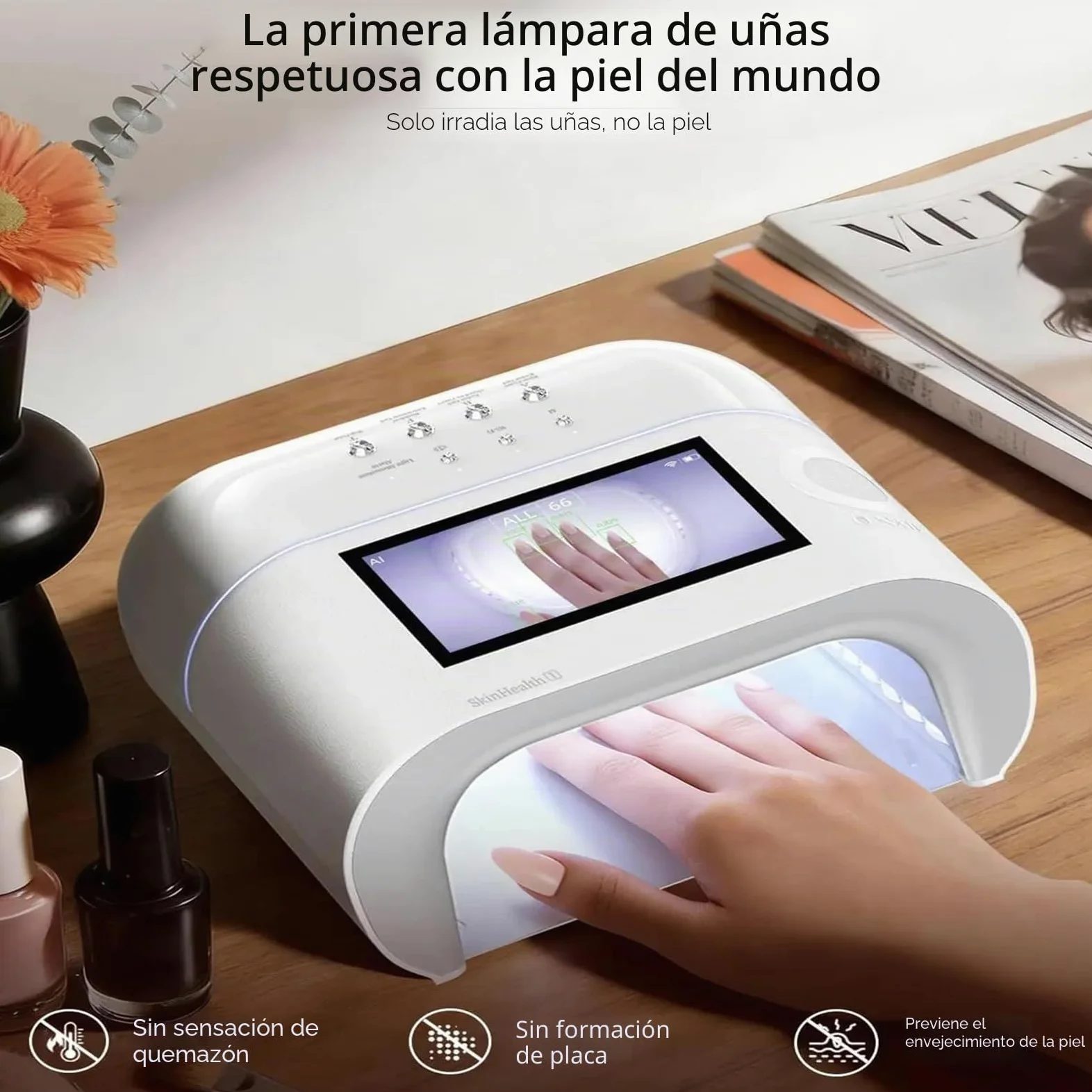 Lámpara de uñas de precisión con IA, Pantalla HD, 109 led para un Secado más rápido, para Uso en Salones y en casa.
