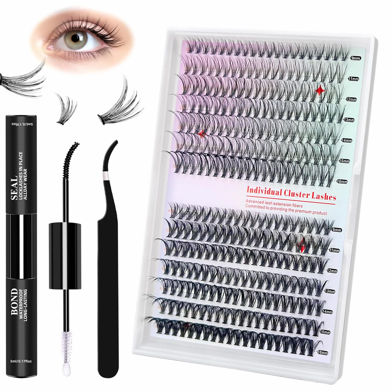 280 Pcs Cluster Lashes Kit 30D 40D 9-16mm Pestañas Postizas DIY
