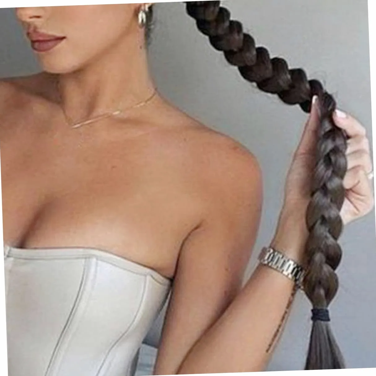 FRCOLOR 8 piezas peluca con gomas para el pelo para mujer, bandas trenzadas para el pelo, pelo sintético, peluca, extensión de de caballo, de de caballo
