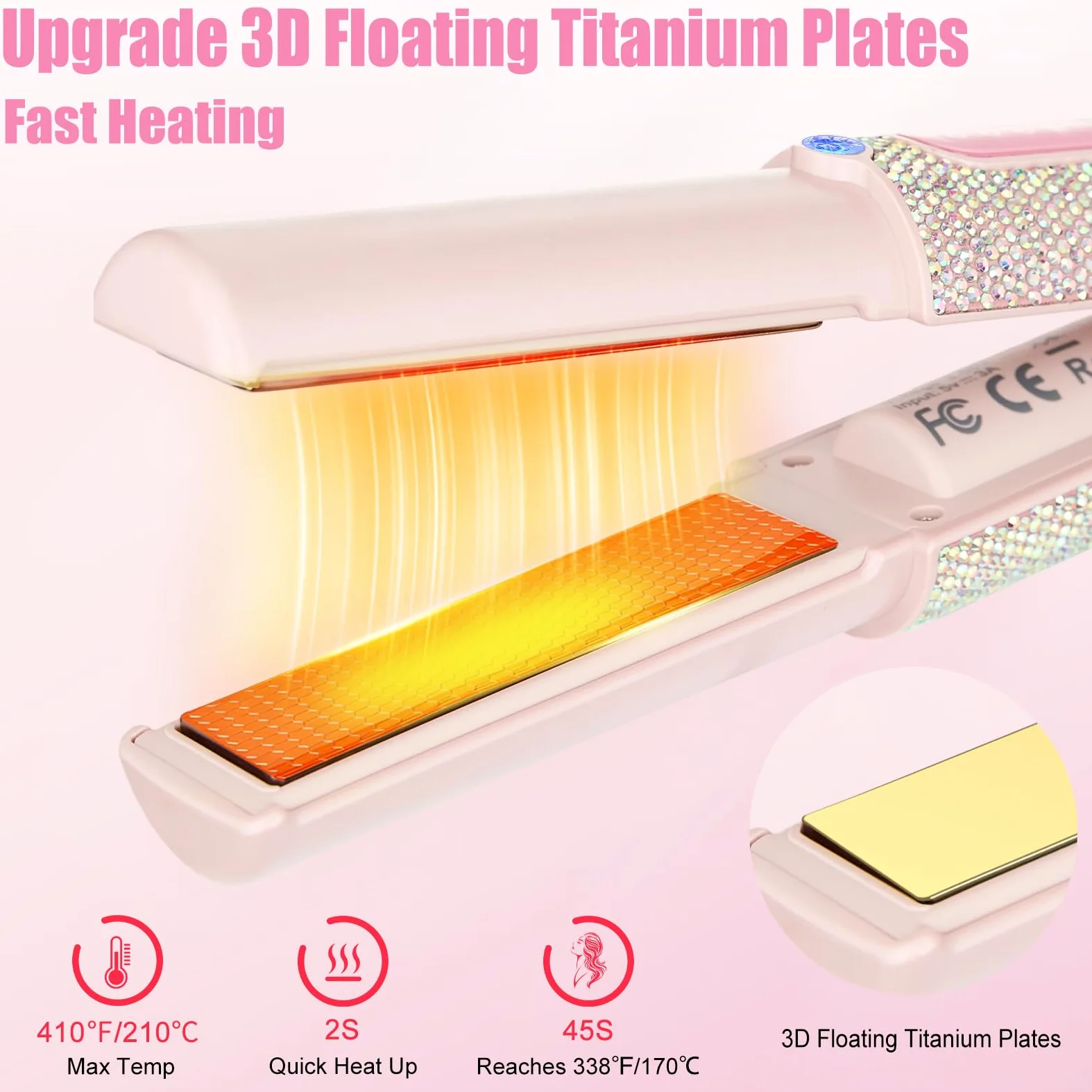 Plancha Pelo Inalambrica, Plancha de Pelo de Titanio y Rizador 2 en 1, Mini Plancha Pelo Viaje, 3 Temperaturas Ajustables, Calentamiento más Rápido Para Todo Tipo de, 5000 mAh, Versión Mejorada