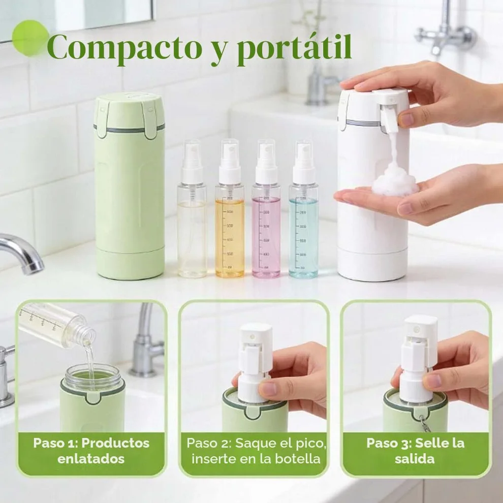 Set de botellas de viaje 4 en 1 rellenables a prueba de fugas para champú y loción