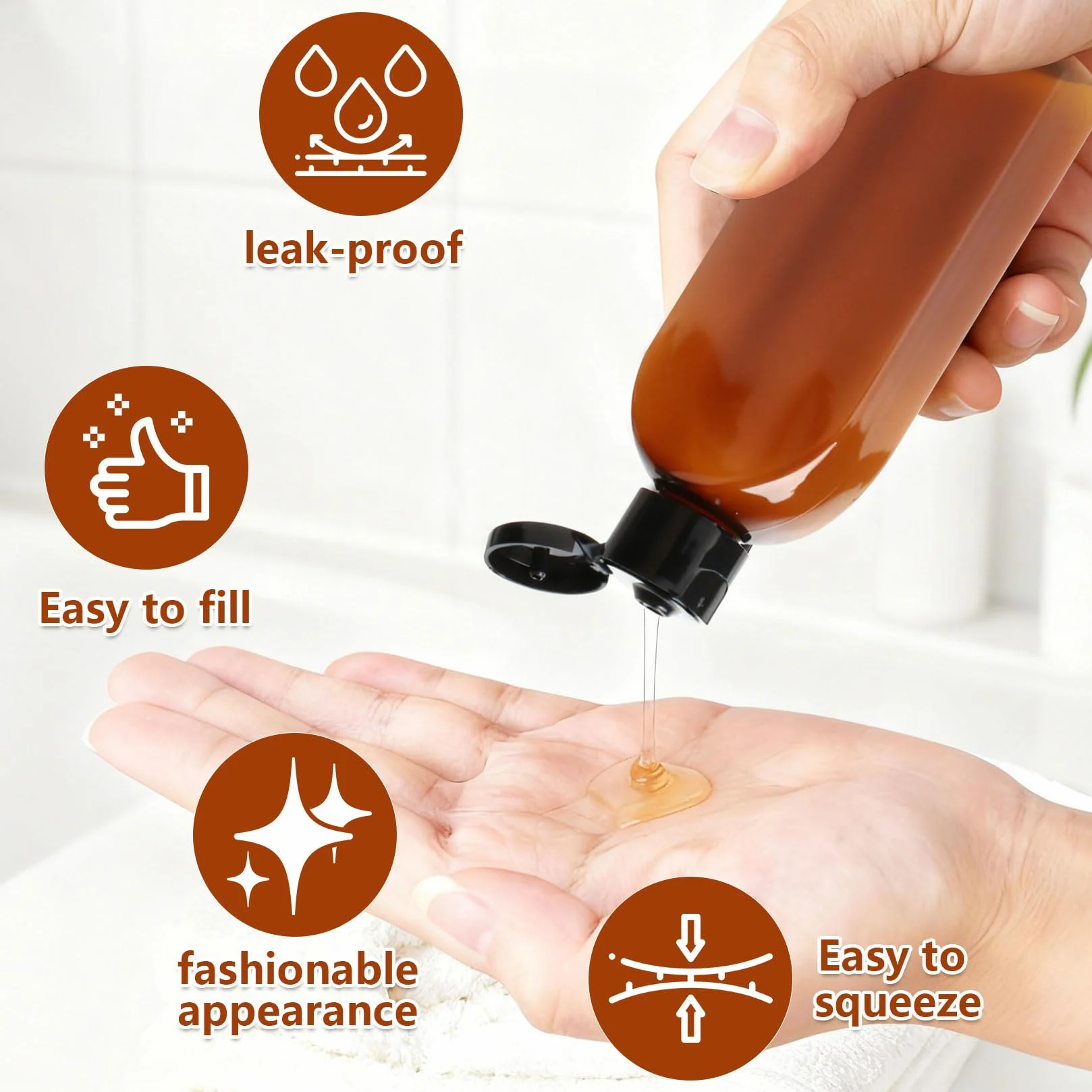 Botellas de Viaje Rellenables 100ml 6 Pcs, Botellas Vacías para Champú, Acondicionador y Lociones