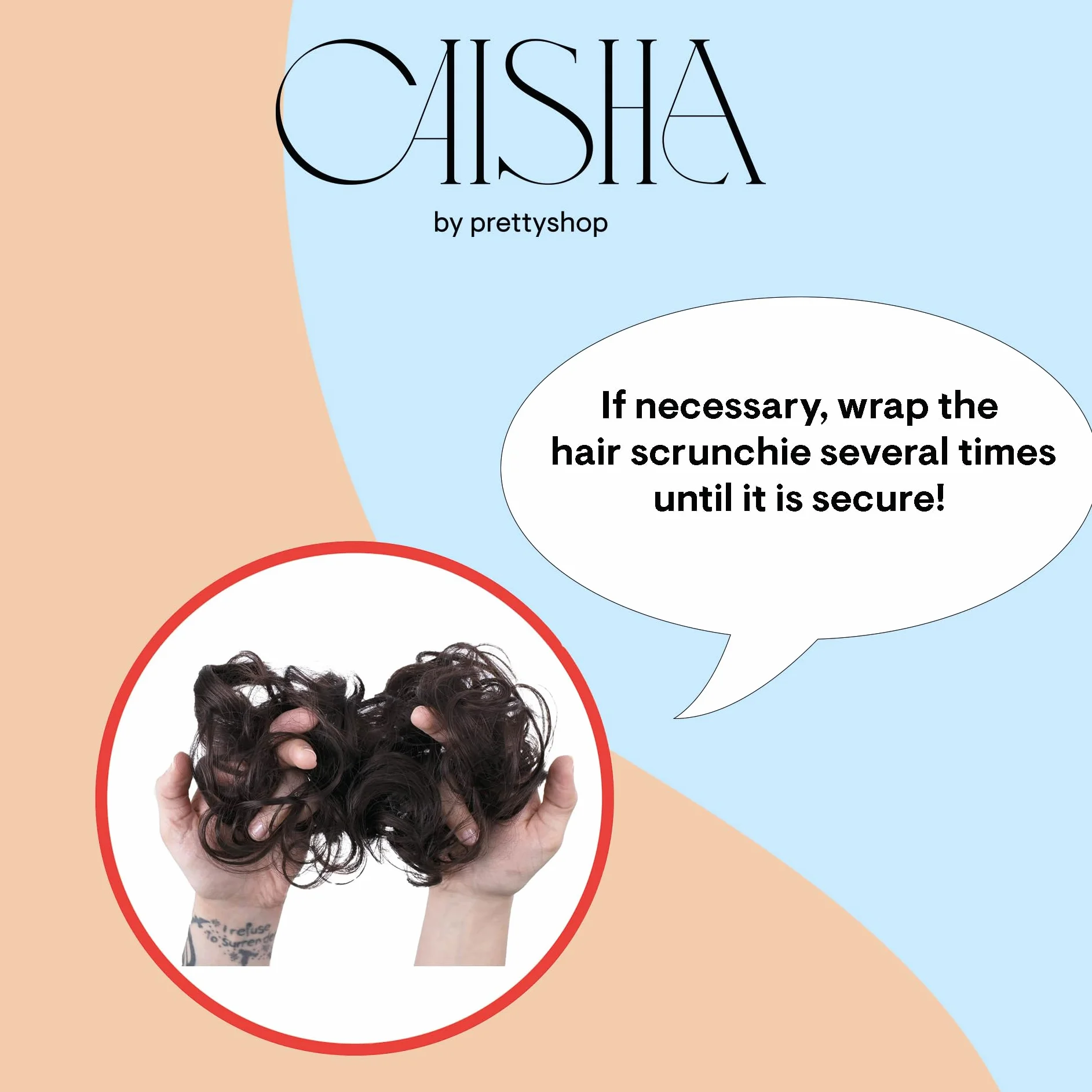 CAISHA XL Postizo Coletero Lazo Para El Pelo Voluminoso Ondulado Cabello Sintético Mezcla Marrón