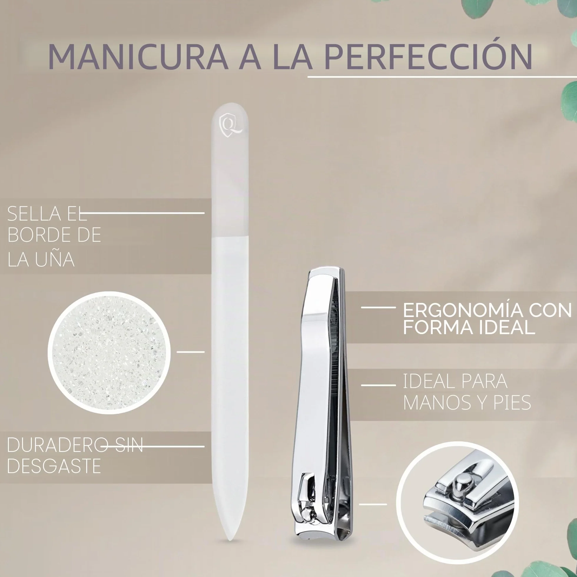 marQus Solingen Set de manicura y pedicura de 12 piezas en estuche de piel auténtica