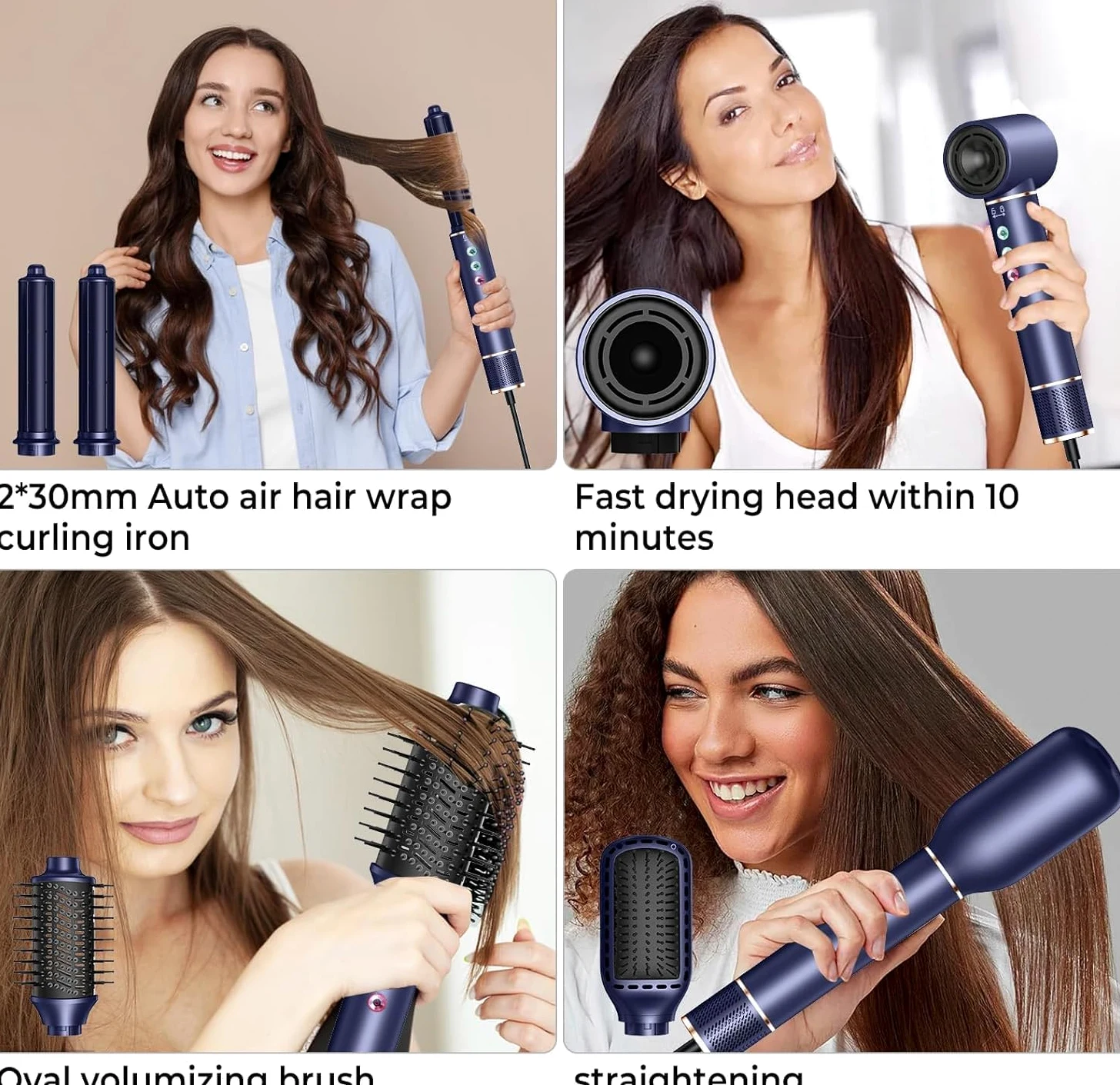 Hair styler 5 en 1 con juego de 320 millones de lonic air styler, flujo de aire de 20 m/s, secador de pelo de 110 000 rpm, con cepillo para el pelo, rizador de pelo, cepillo alisador, 340 g, ligero y