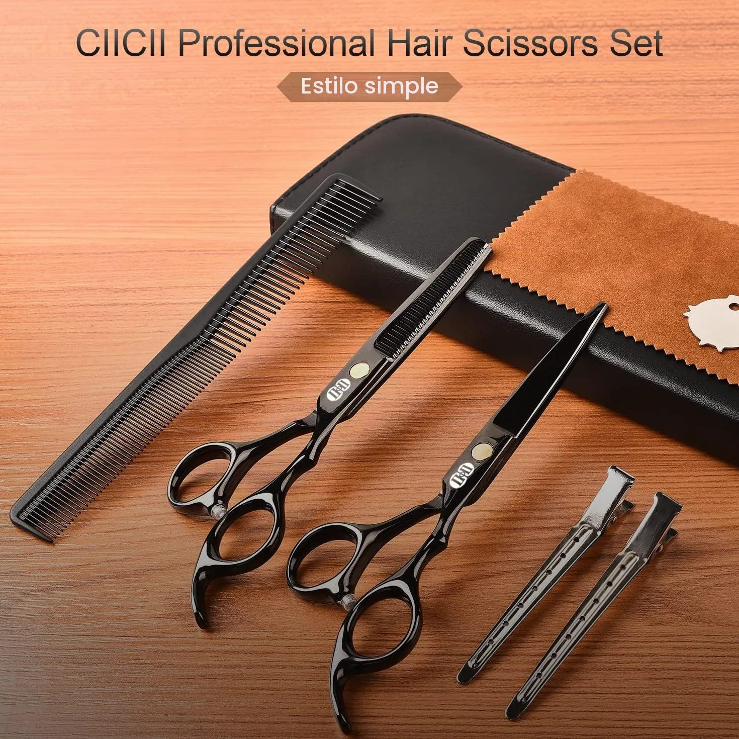 Tijeras Peluqueria Profesional 6,7 Pulgadas Cortar Entresacar Pelo Negro