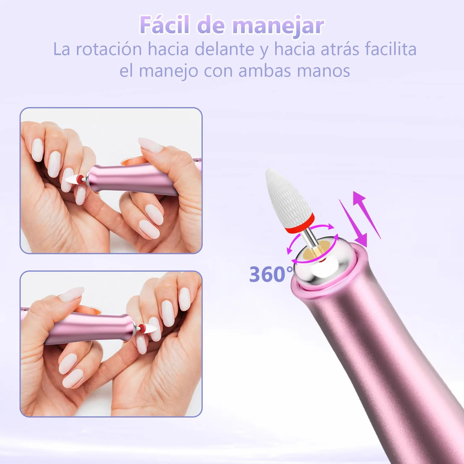 Torno para Uñas Profesional de 35000 RPM, Lima Eléctrica para Uñas de Gel y Acrílicas, Torno sin Cable con Velocidad Ajustable para Manicura y Pedicura