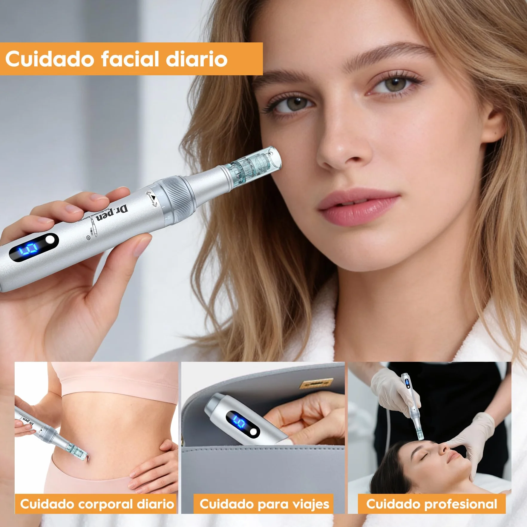 Dr.pen Ultima M7S - Lápiz de Microneedling Eléctrico e Inalámbrico, con 20 Cartuchos, 6 Niveles de Velocidad y Pantalla LED -Para el Crecimiento del Cabello, Rostro, Cuerpo y Cuidado de la Piel