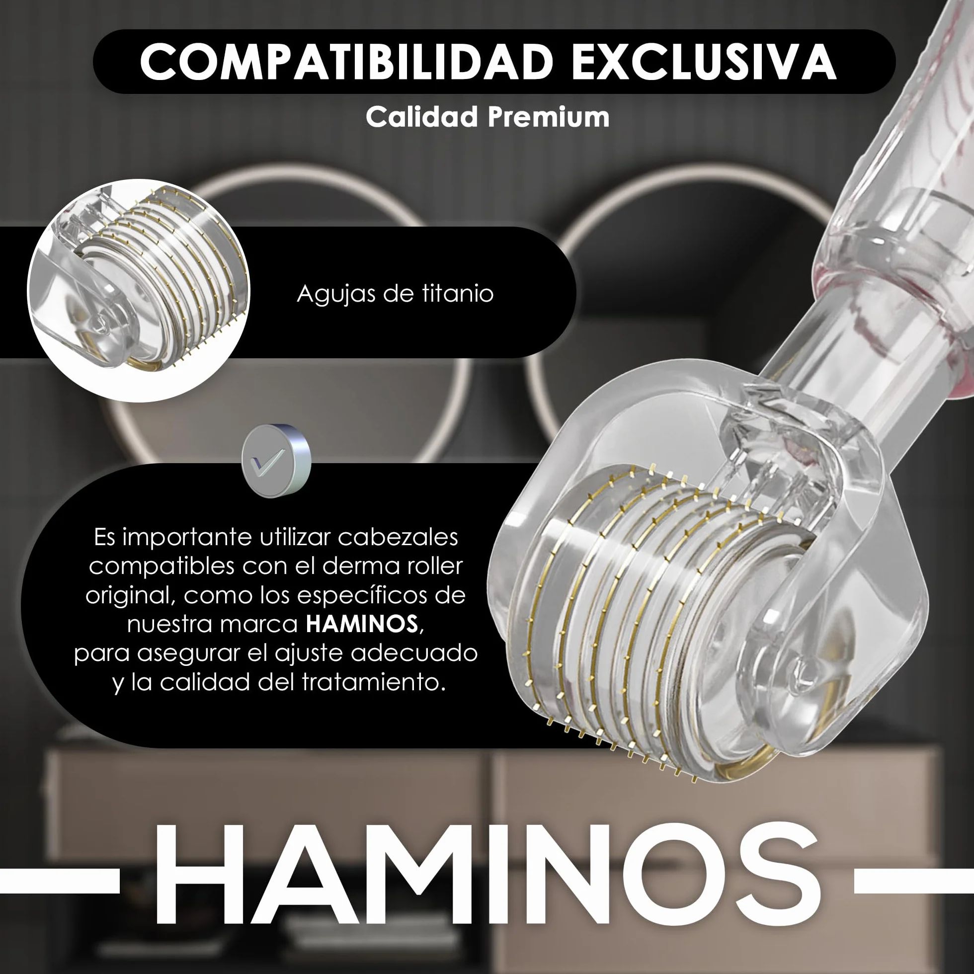 HAMINOS Cabezal 1 mm 105 Agujas de Titanio para Derma Roller