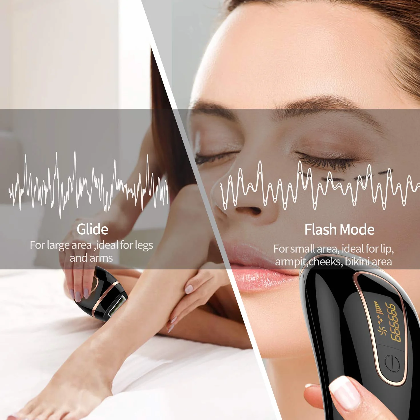 Depiladora Luz pulsada IPL, Dispositivo de depilación permanente sin dolor 999,999 flashes faciales de cuerpo entero en el hogar para mujeres hombres
