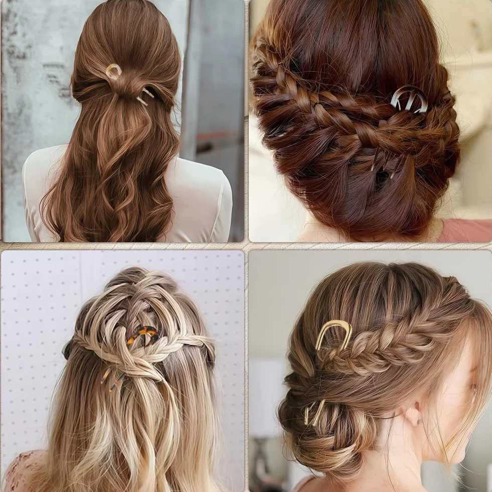 Aucuu Pinzas Francesas para el Cabello en Forma de U, 4pc Horquillas Francesas para Mujer