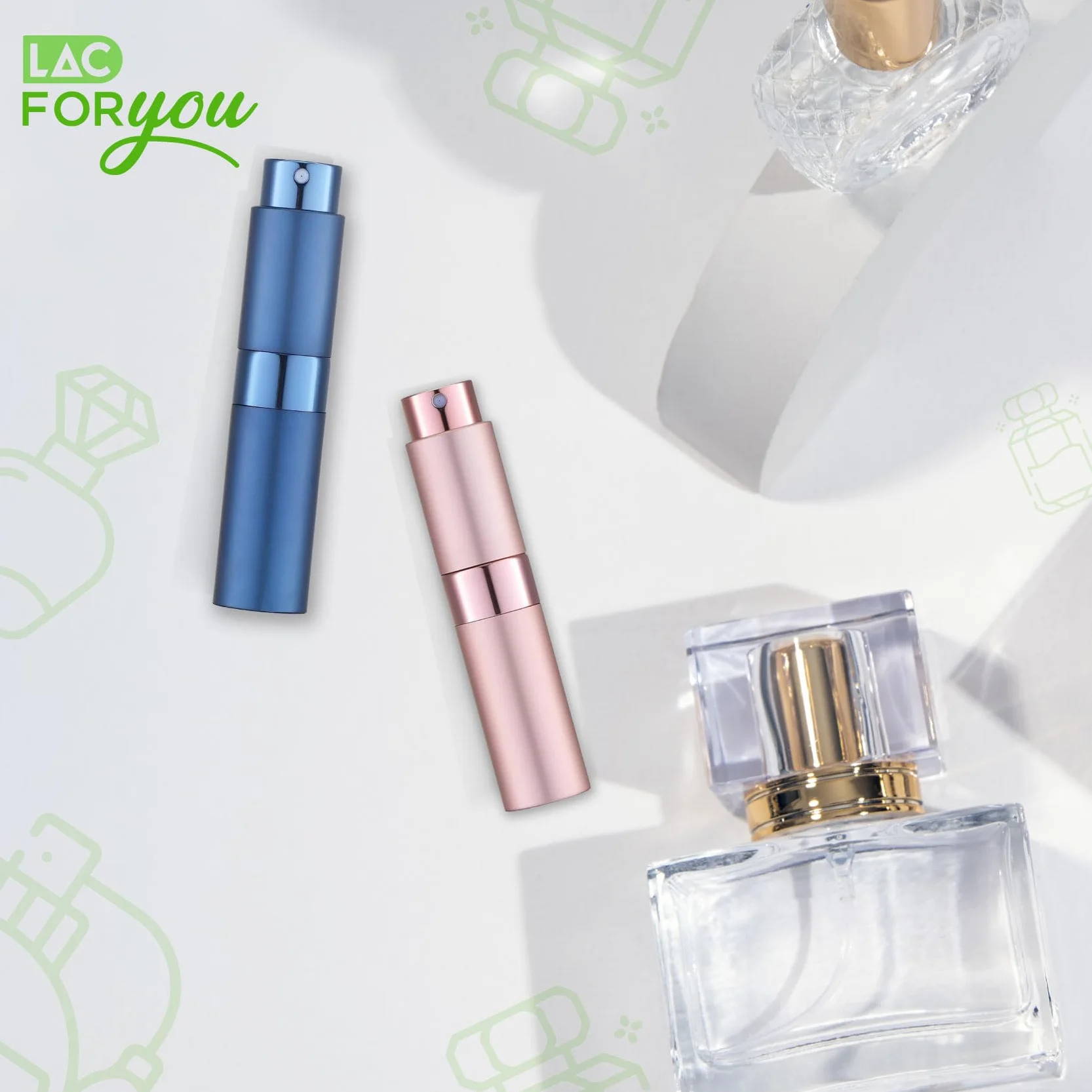 Atomizador Perfume Recargable 8ml - Decants Perfumes Dosificador Colonia Viaje - Azul y Rosa