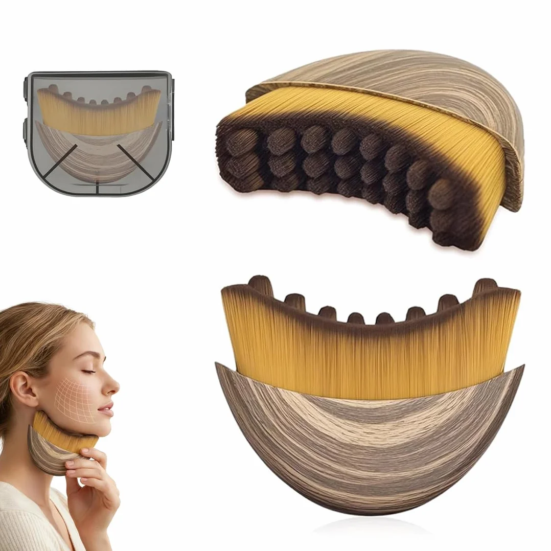 Linfática Gesichtsbürste para Contorno Facial, Cepillo de Masaje Linfático con Estuche, 8 x 6 cm, Marrón