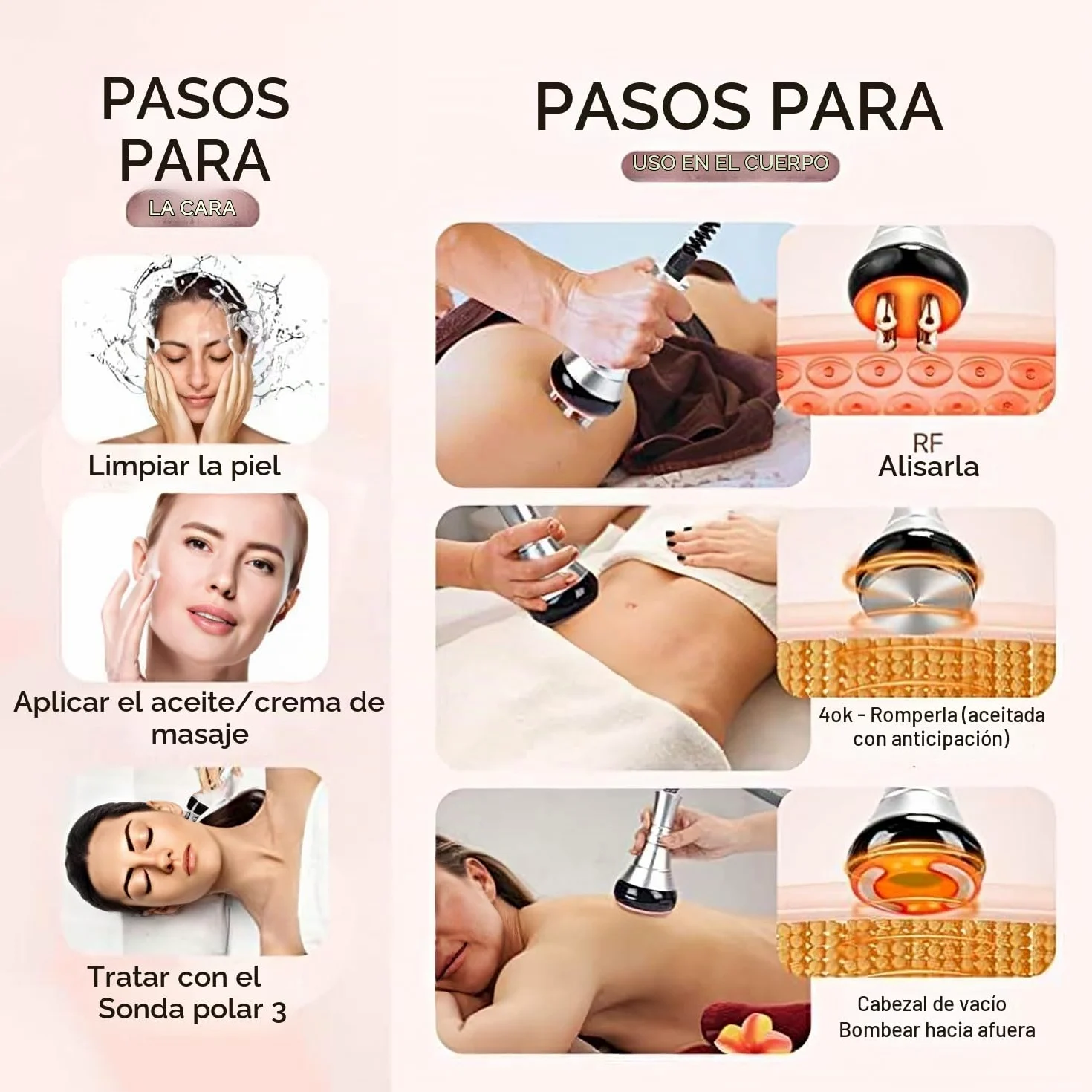 Dispositivo radiofrecuencia 40 K máquina cavitación 6 en 1 Lipo láser para reafirmar la piel masajeador profesional de radiofrecuencia para cara cuerpo belleza