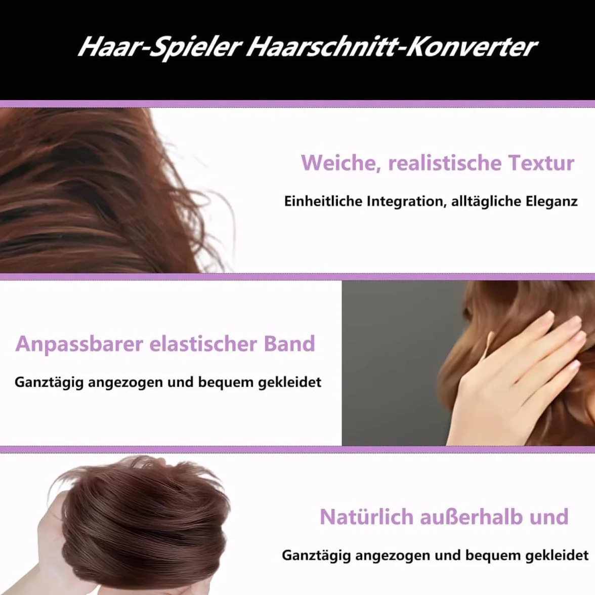 Coletero Moño Postizo Cabello Natural Mujeres Extensiones Pelo Real Marrón Oscuro