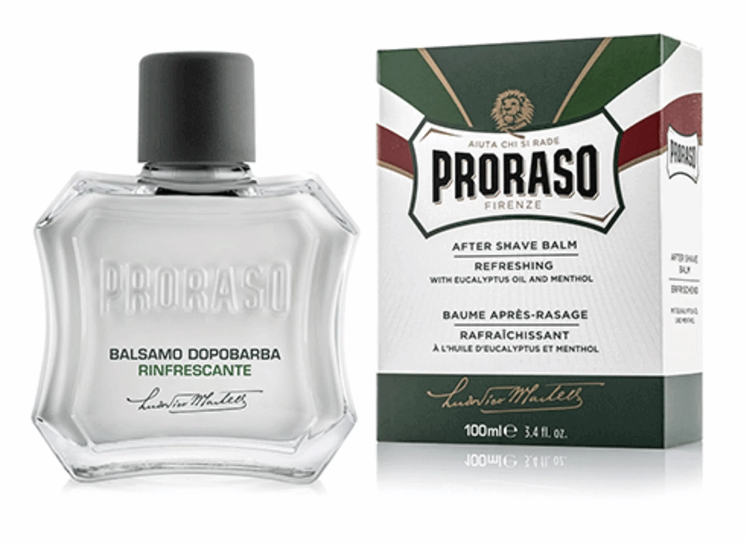 Proraso After Shave Bálsamo 100 ml bálsamo barba con aceite de eucalipto y mentol tónico facial refrescante sin alcohol